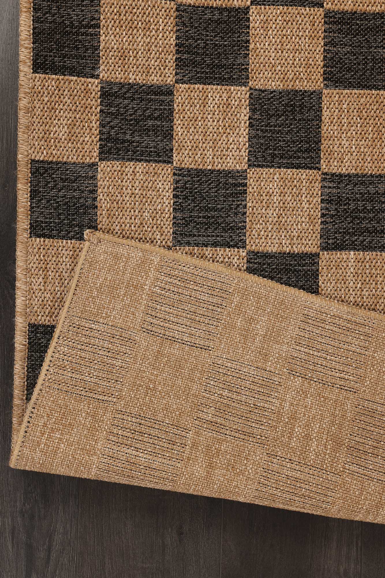 Kahve ve Siyah Dama Desenli Sisal Halı - FM04BL