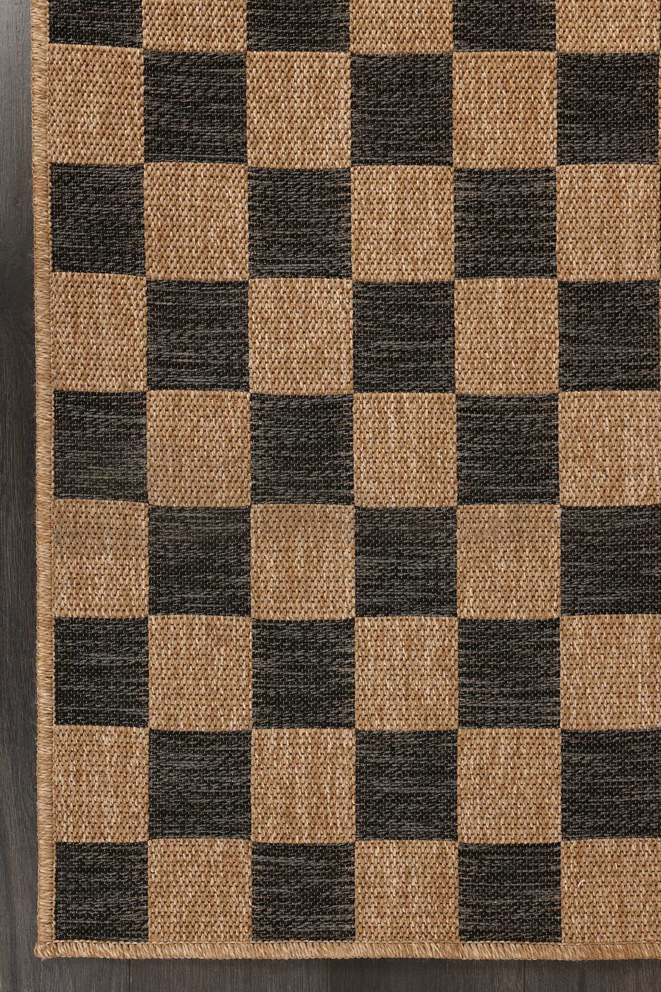 Kahve ve Siyah Dama Desenli Sisal Halı - FM04BL