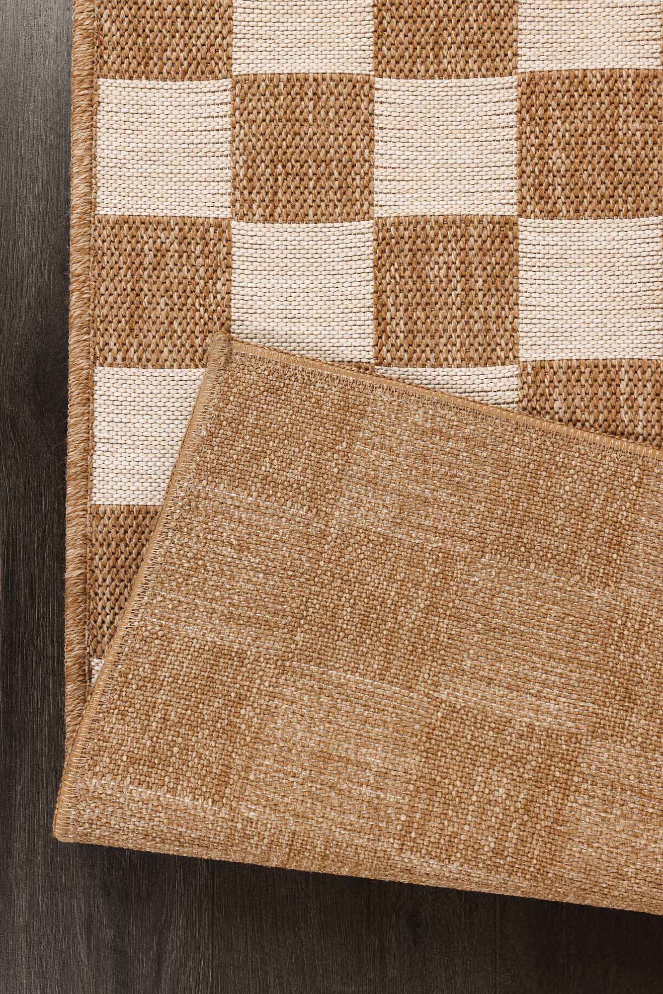 Kahve ve Beyaz Dama Desenli Sisal Halı - FM04W