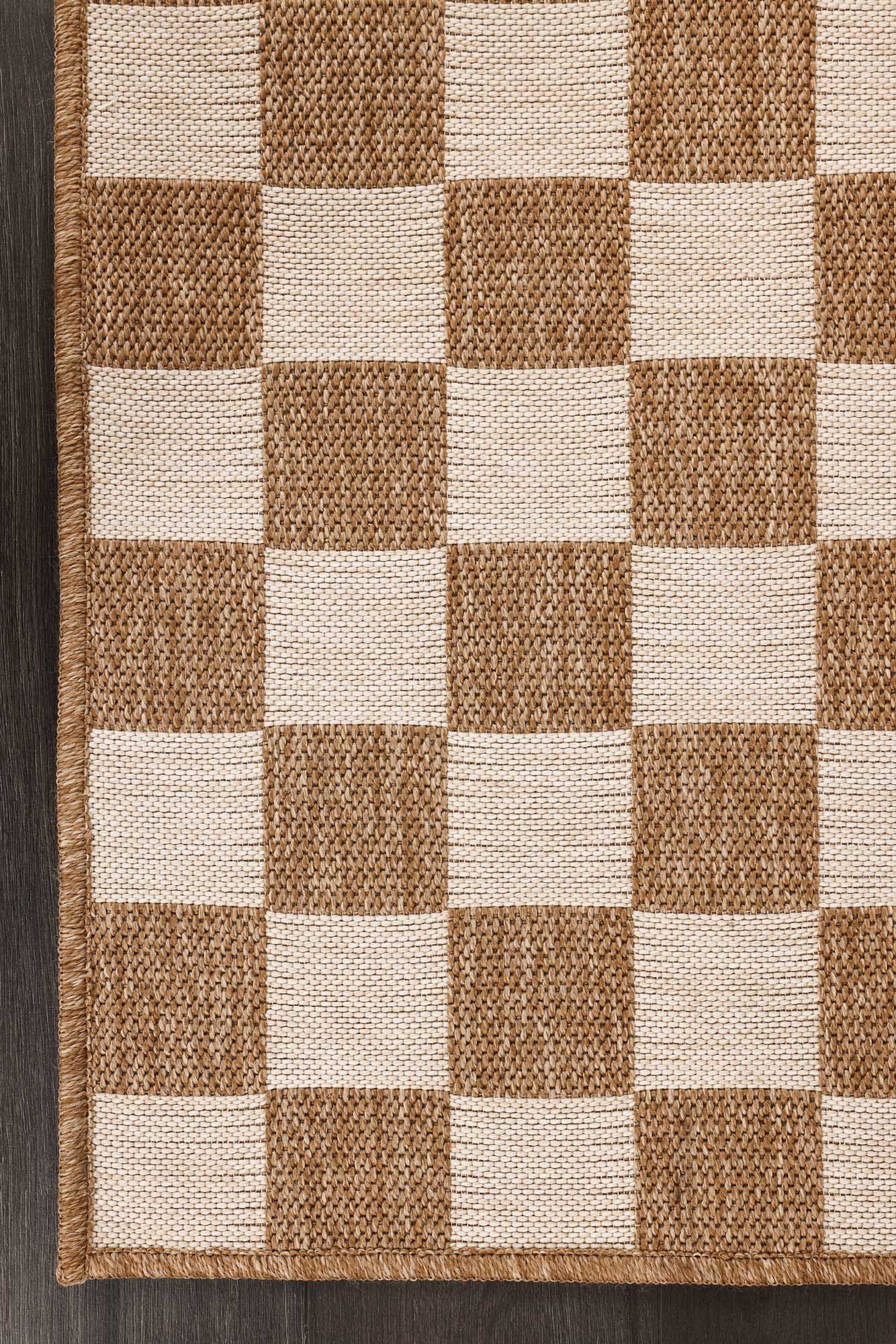 Kahve ve Beyaz Dama Desenli Sisal Halı - FM04W