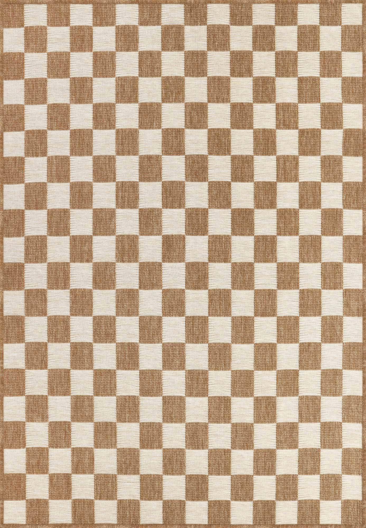 Kahve ve Beyaz Dama Desenli Sisal Halı - FM04W