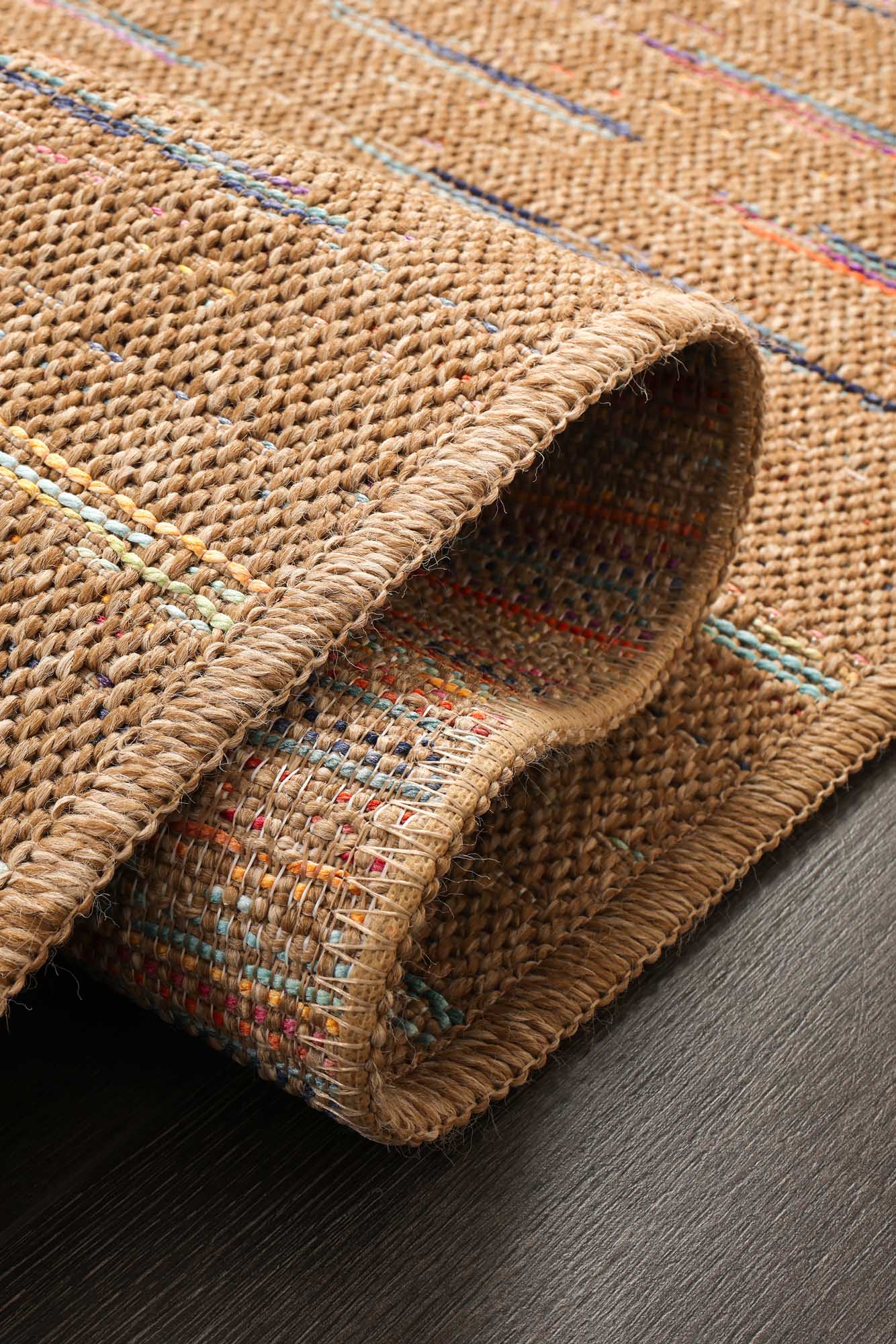 Kahve Sisal Renkli Çizgi Detaylı Halı - FM05M