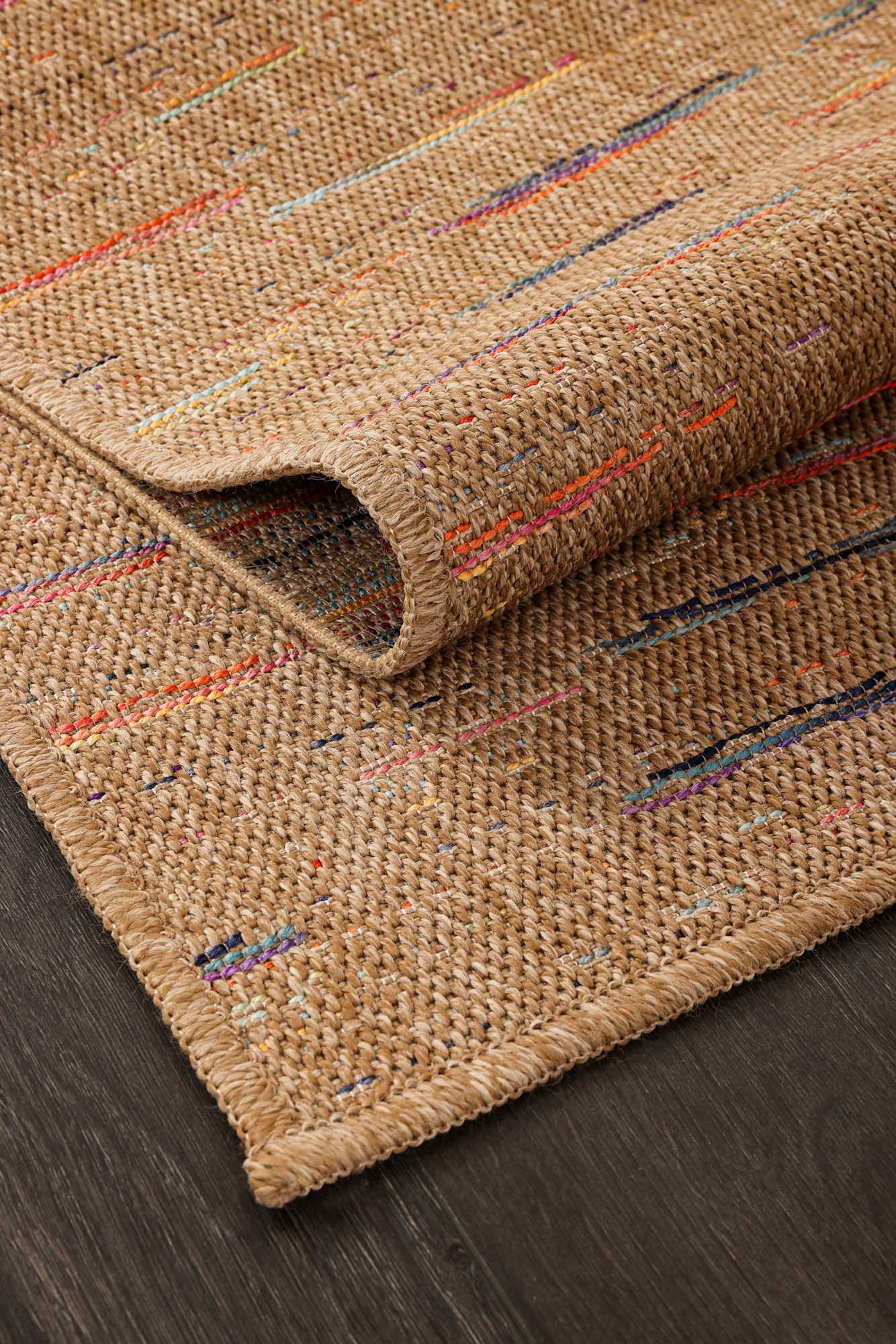 Kahve Sisal Renkli Çizgi Detaylı Halı - FM05M