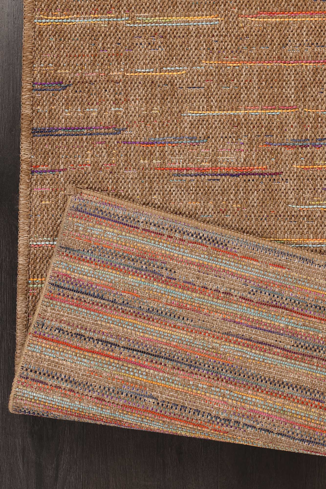 Kahve Sisal Renkli Çizgi Detaylı Halı - FM05M