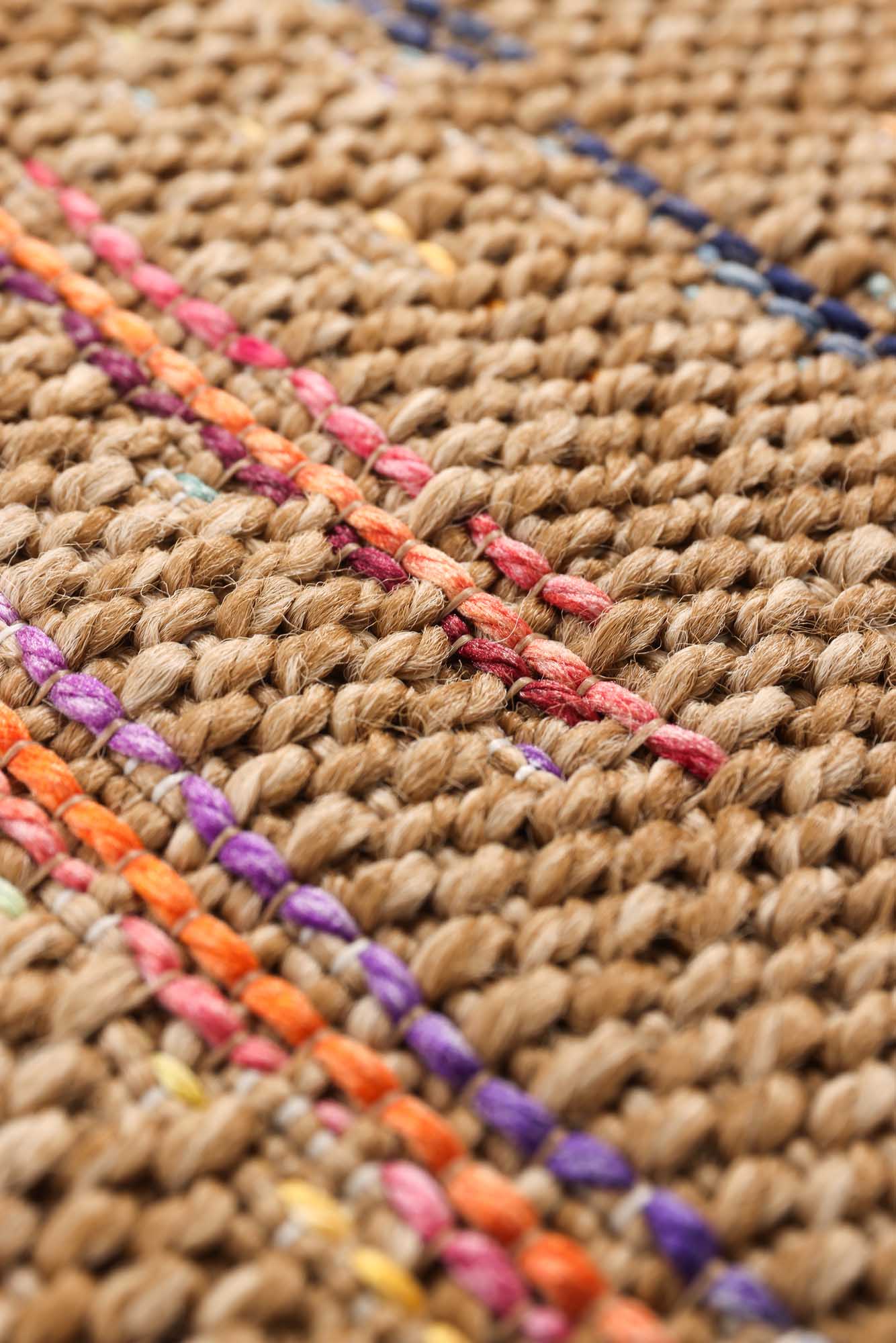 Kahve Sisal Renkli Çizgi Detaylı Halı - FM05M