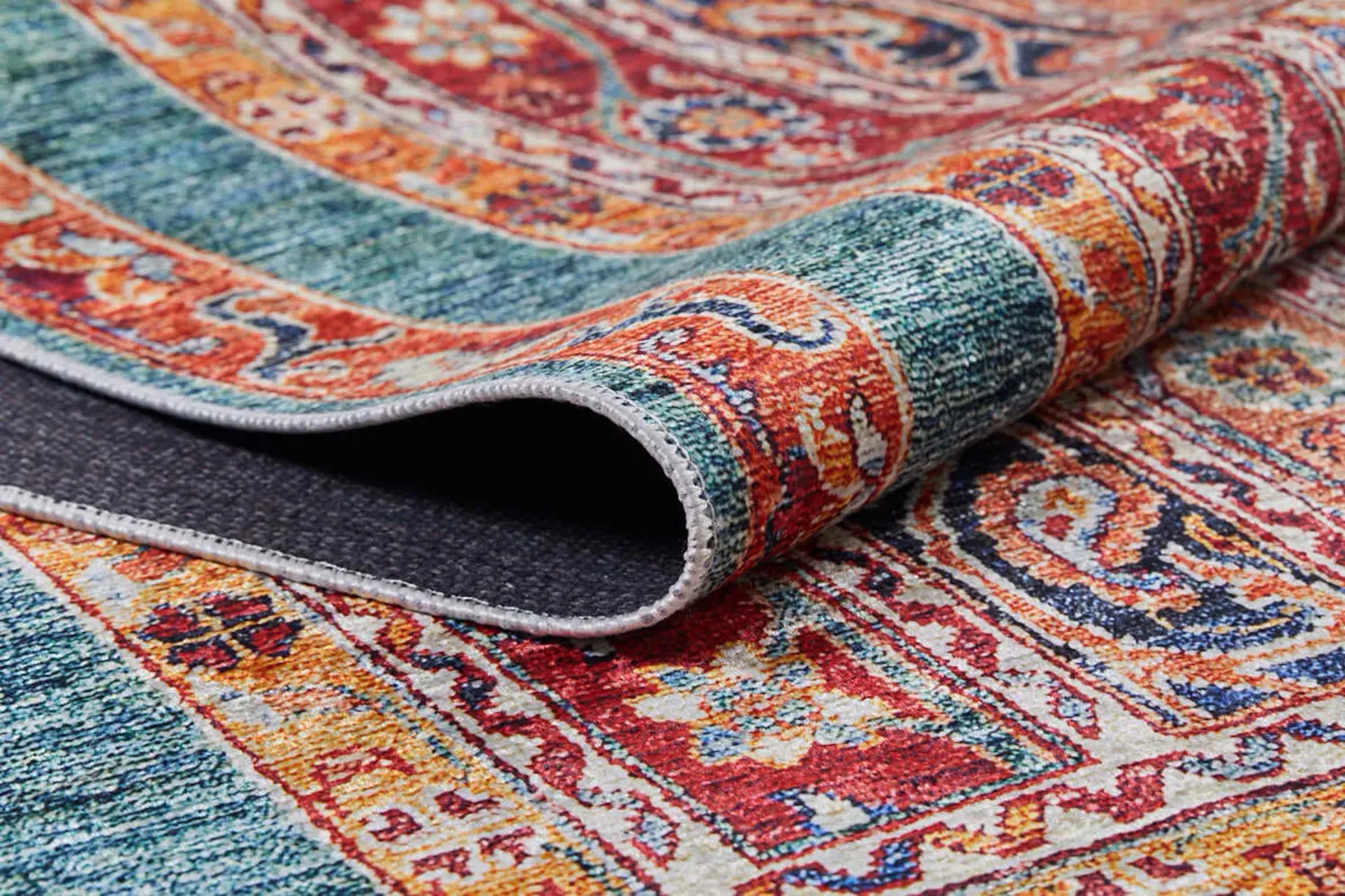Paisley Şal Desenli Turuncu Kırmızı Halı
