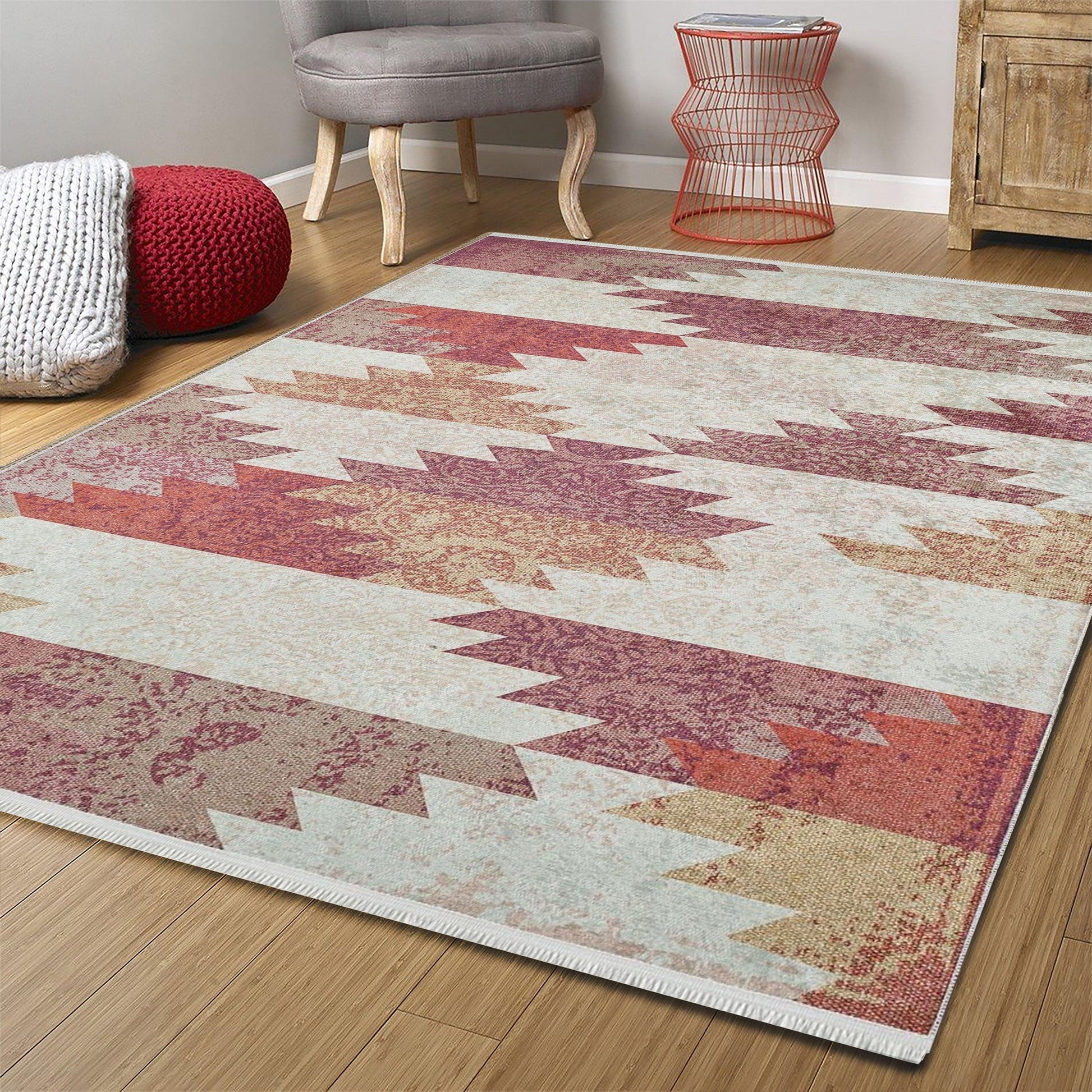 Pastel Bej Turuncu Kilim Halı