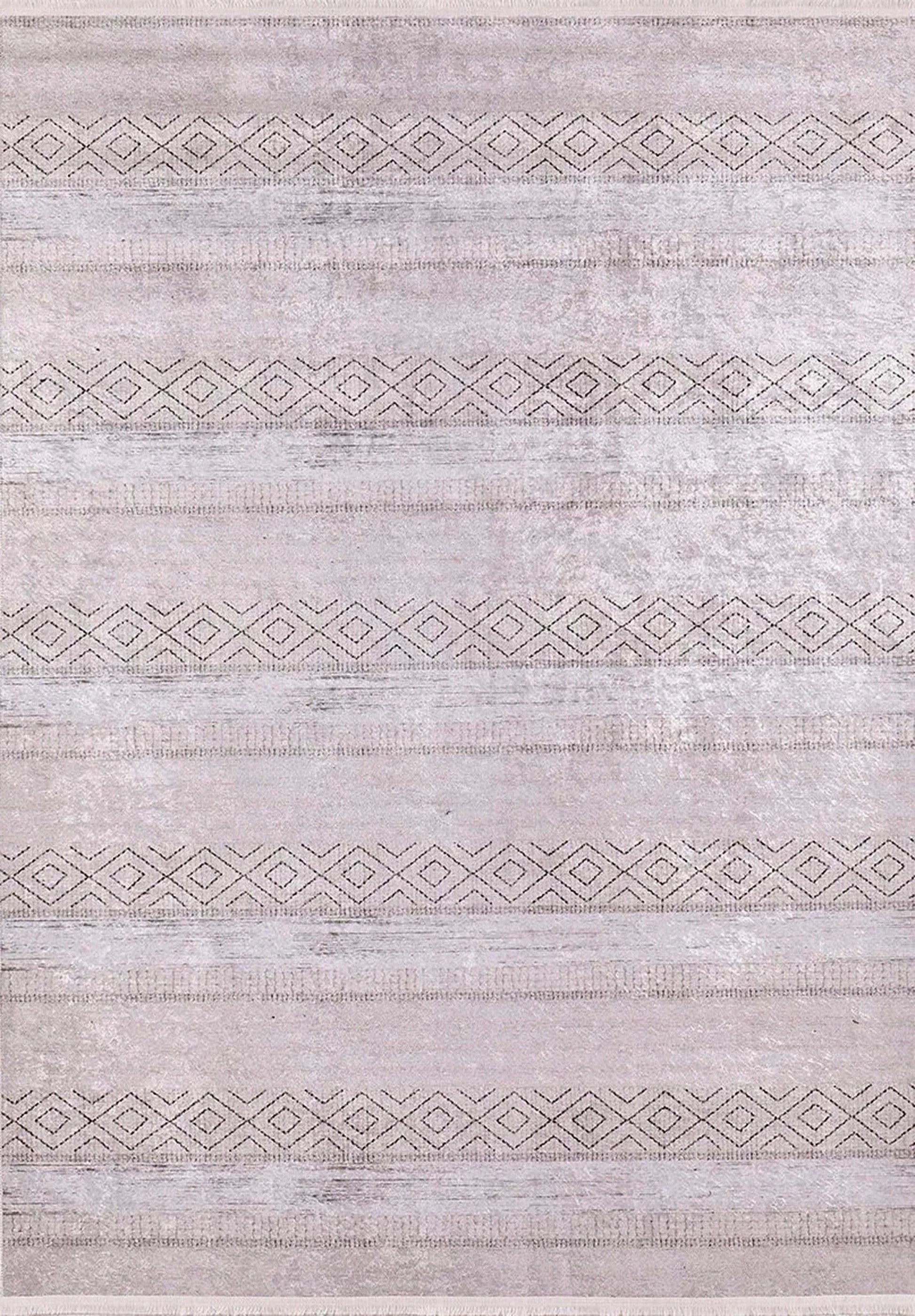 Pastel Pembe Gri Desenli Vintage Halı