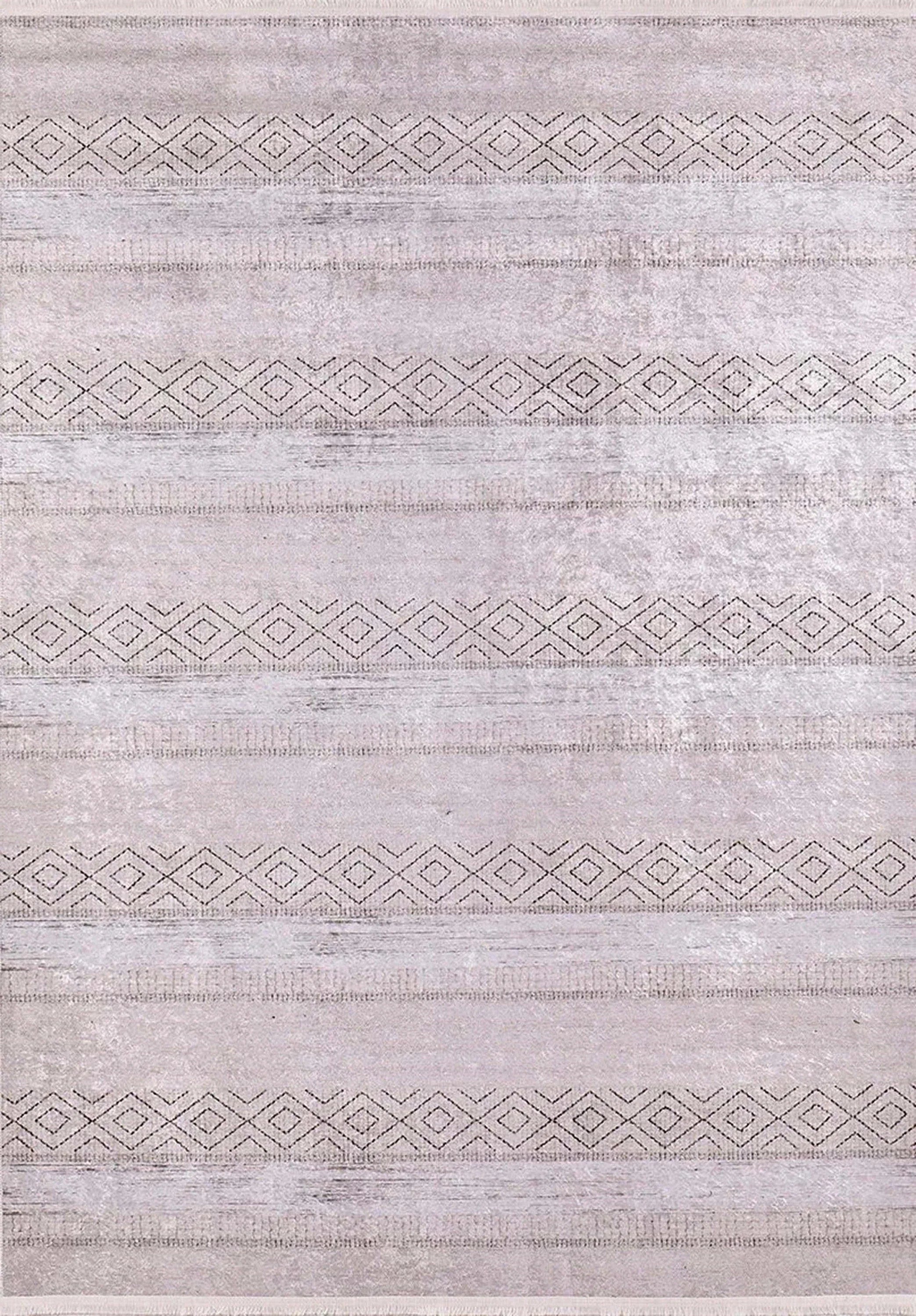 Pastel Pembe Gri Desenli Vintage Halı