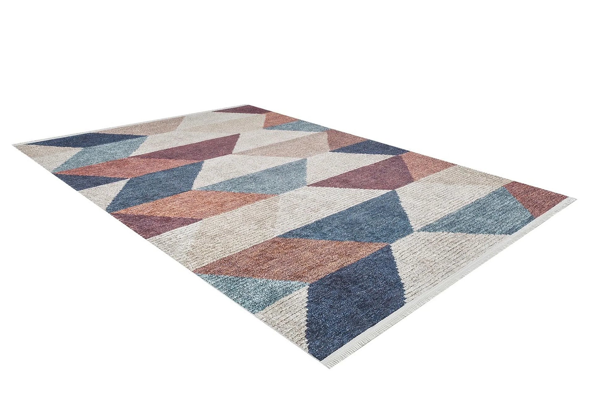 Pastel Tonlu Renkli Geometrik Desenli Kilim Halı