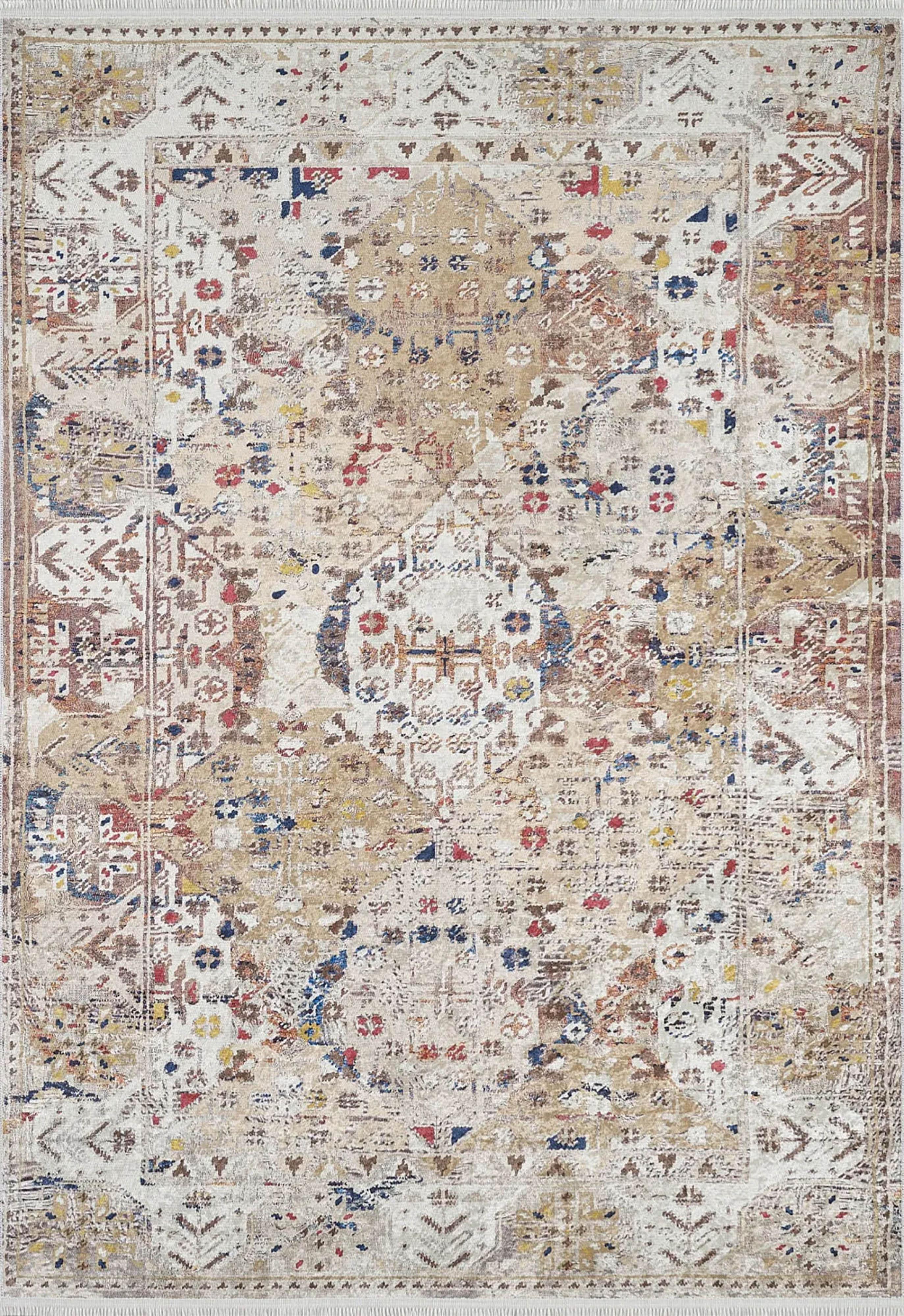 Pembe Bej Bohem Modern Kilim Halı