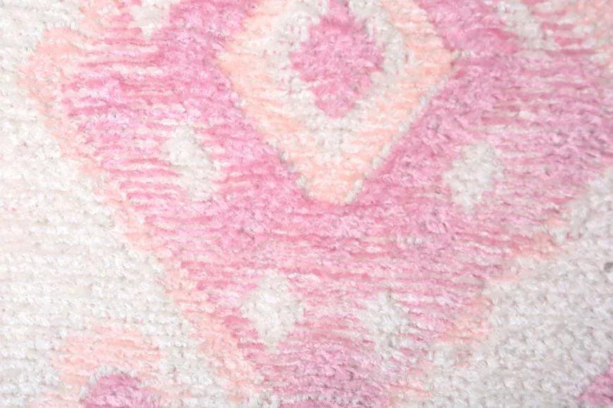 Pembe Çift Taraflı Yıkanabilir Vintage Halı