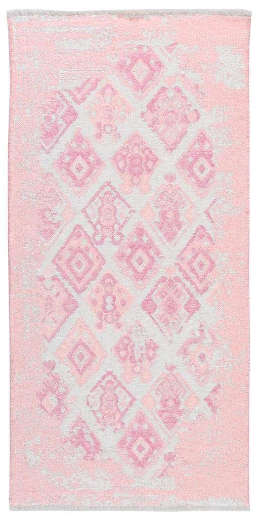 Pembe Çift Taraflı Yıkanabilir Vintage Halı