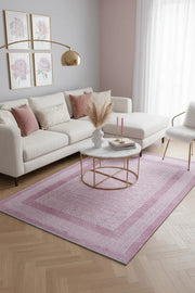 Pembe Modern Yıkanabilir Antibakteriyel Salon Halısı