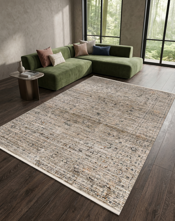 Plain Beige and Coffee Tones Wicker Textured Carpet