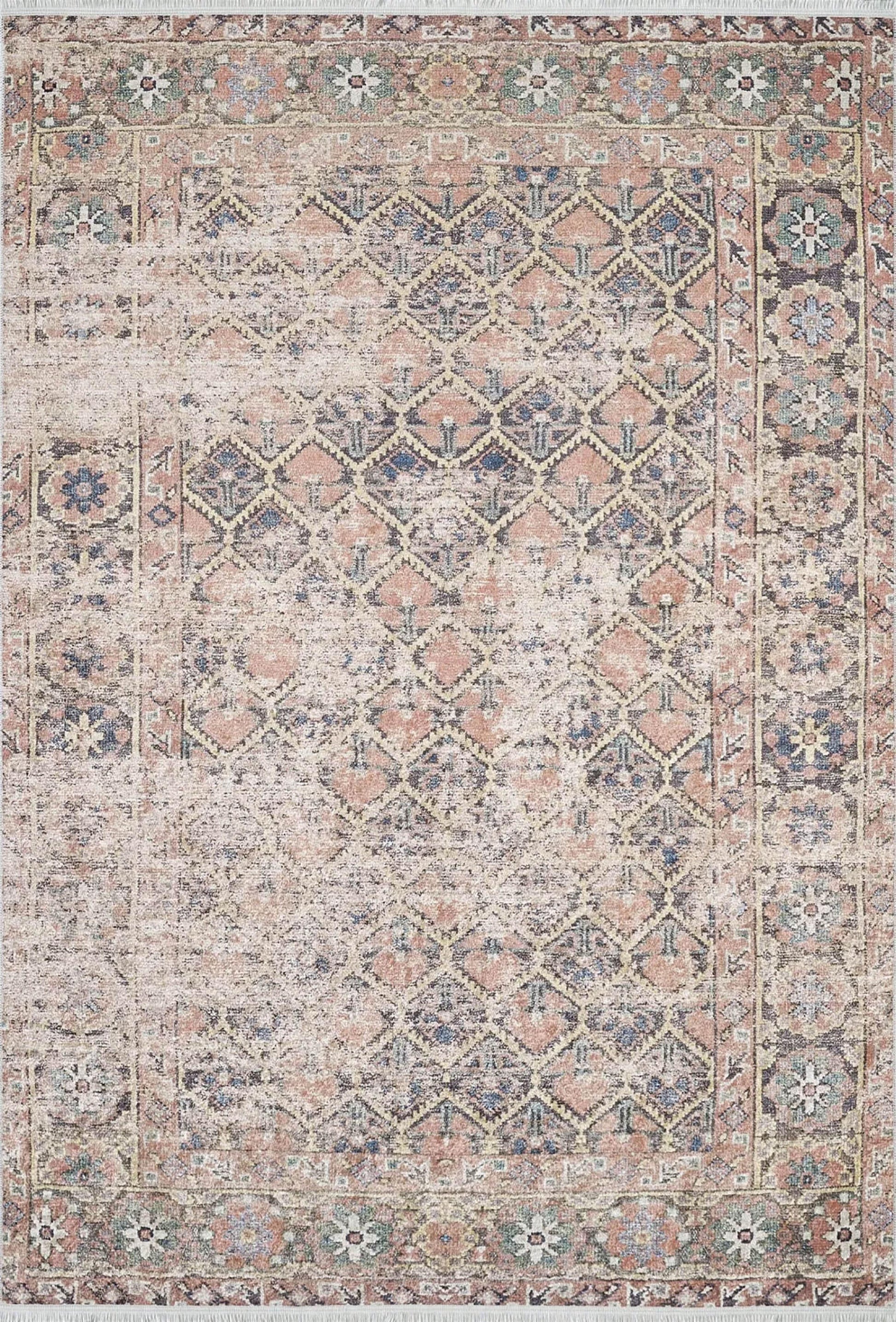 Petek Desenli Açık Pembe Modern Halı