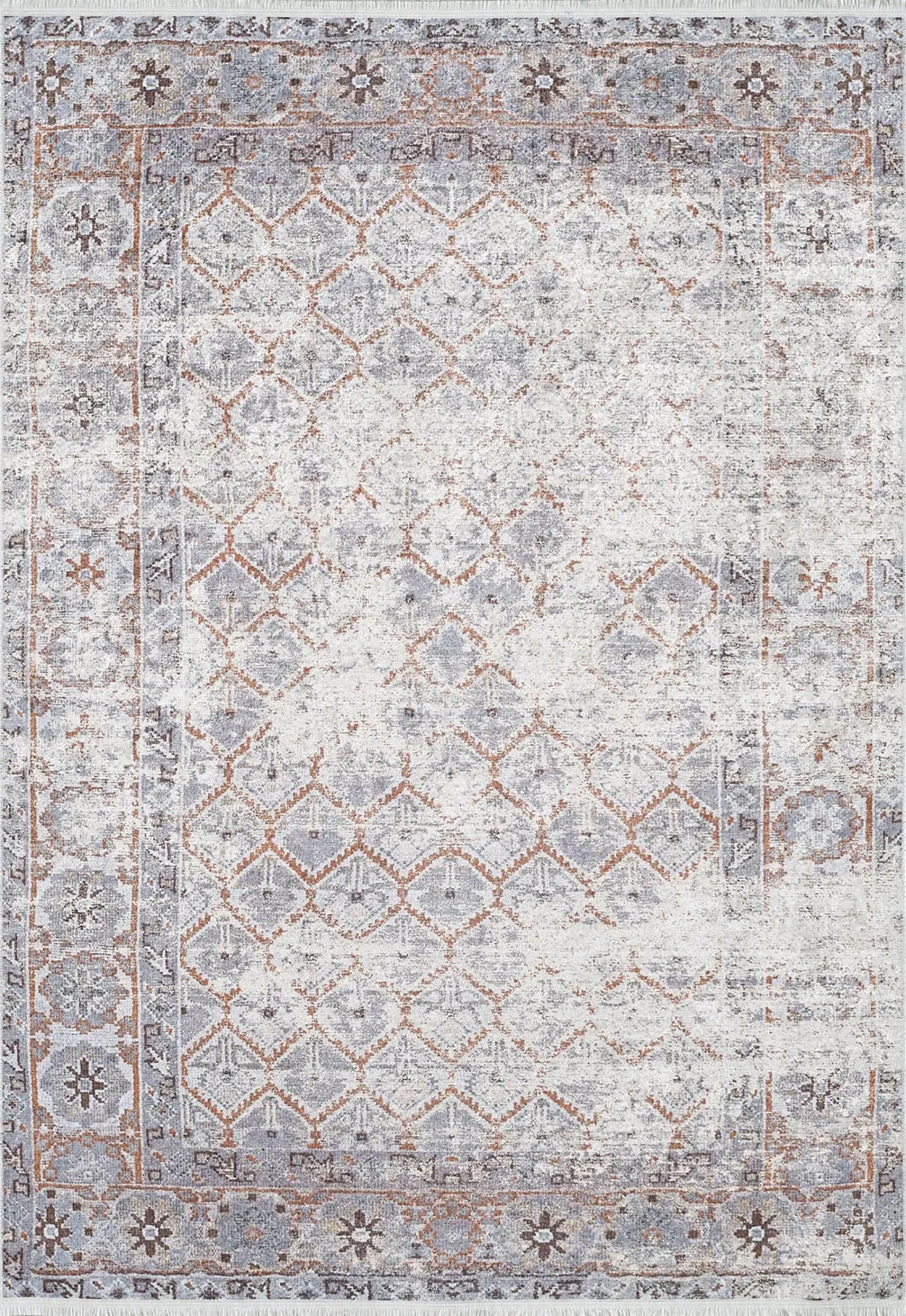 Petek Desenli Gri Modern Halı