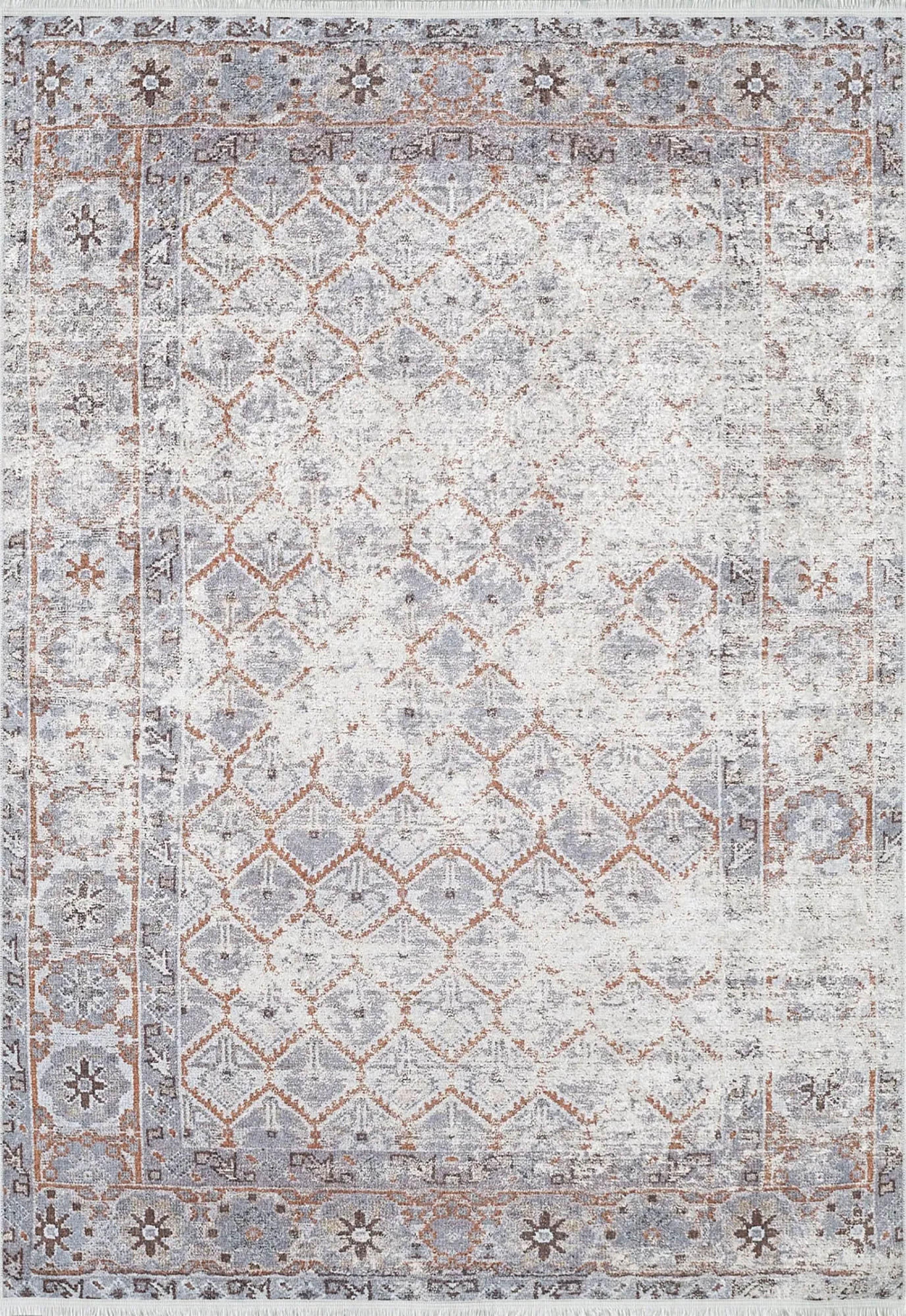 Petek Desenli Gri Modern Halı