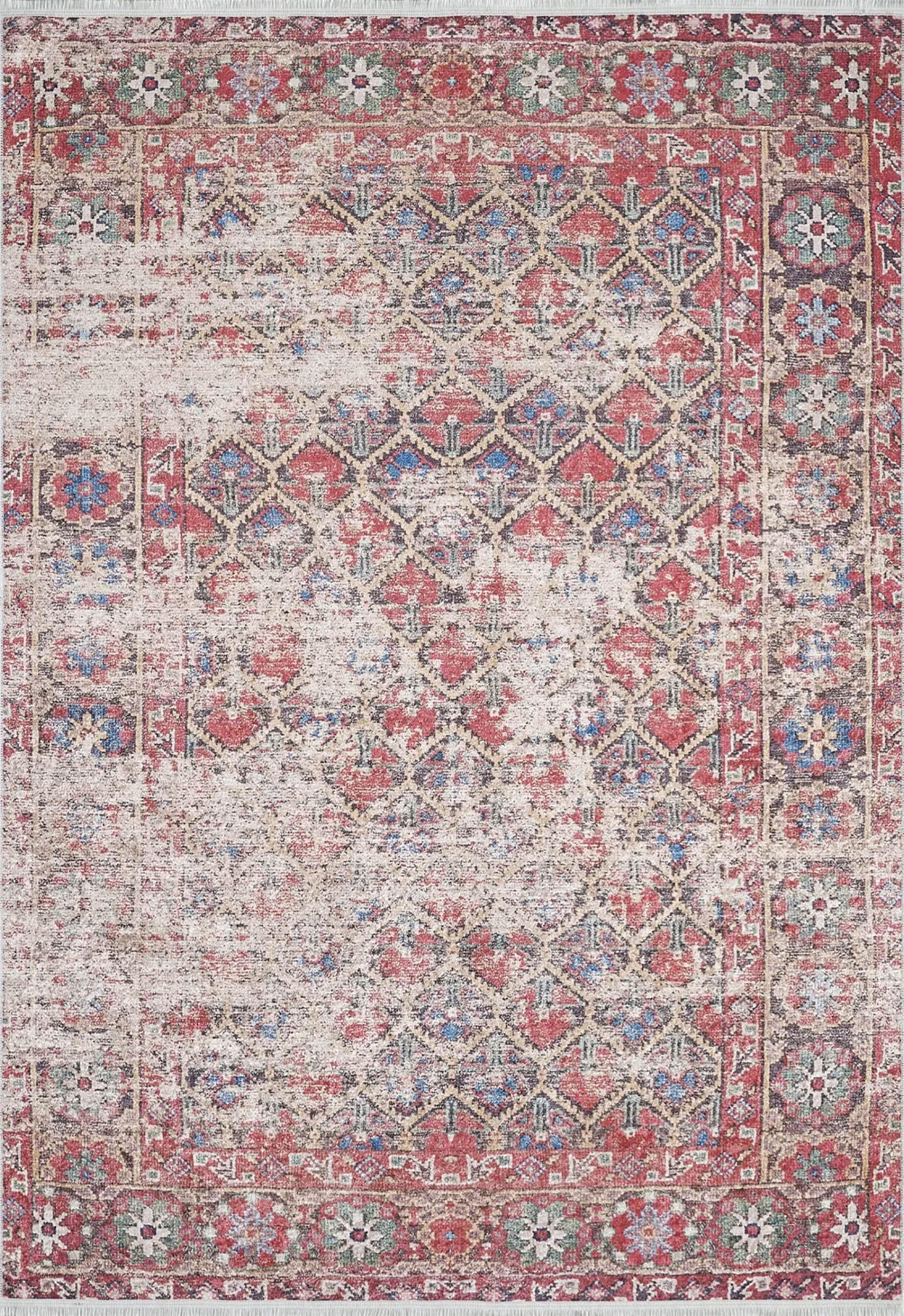Petek Desenli Kırmızı Modern Halı