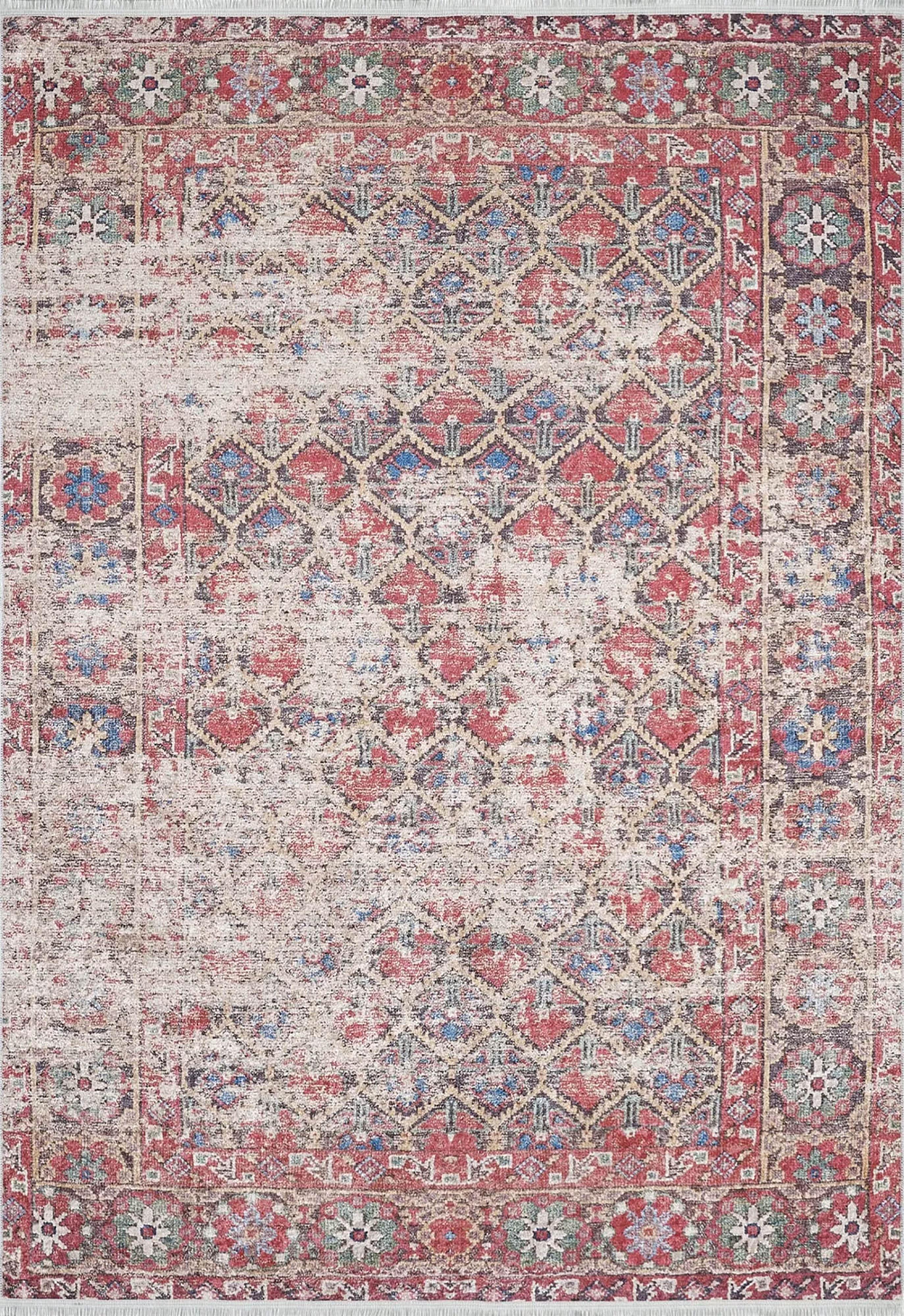 Petek Desenli Kırmızı Modern Halı