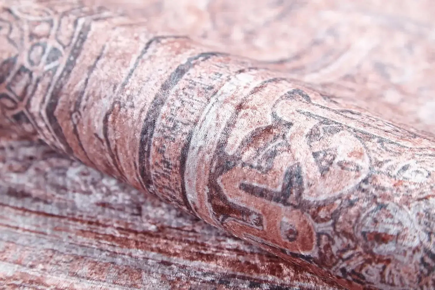 Pudra Pembesi Oval Motifli Modern Halı