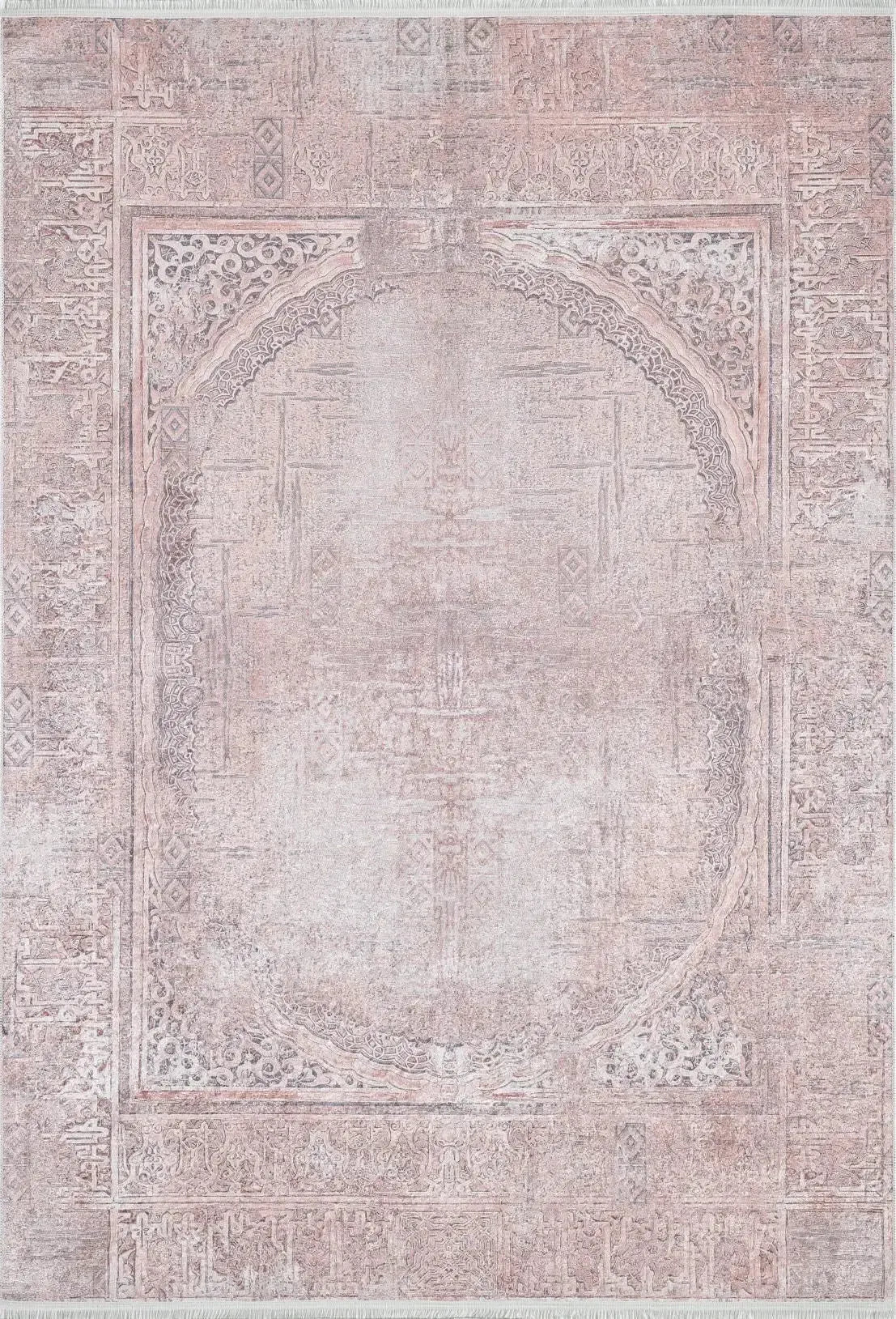 Pudra Pembesi Oval Motifli Modern Halı