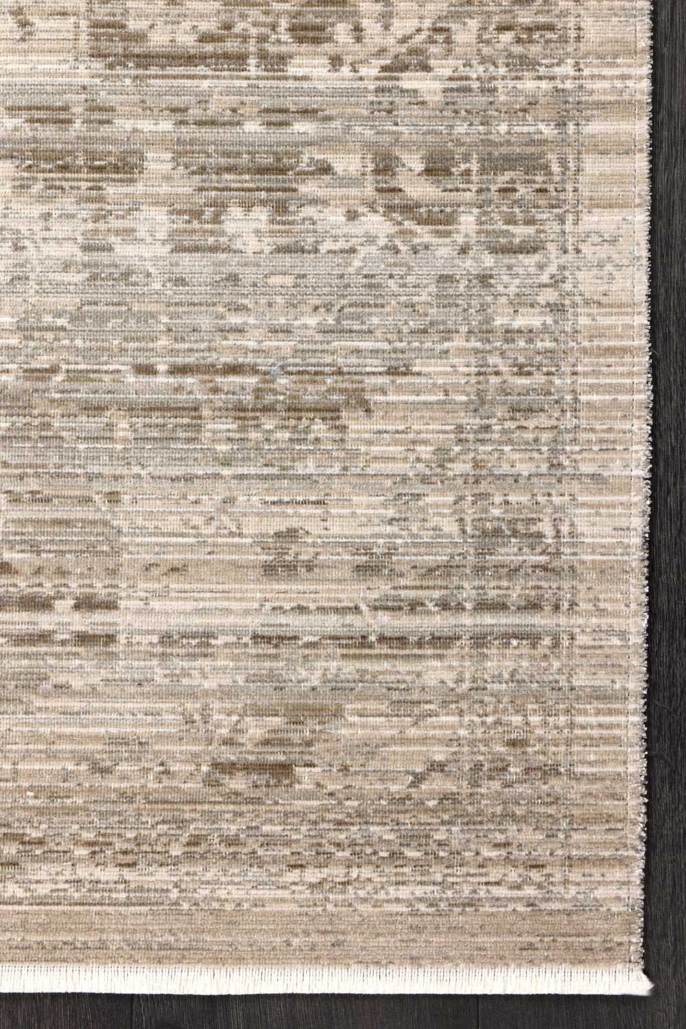 Vizon Bej Eskitme Madalyon Desenli Modern Halı - FMRT02