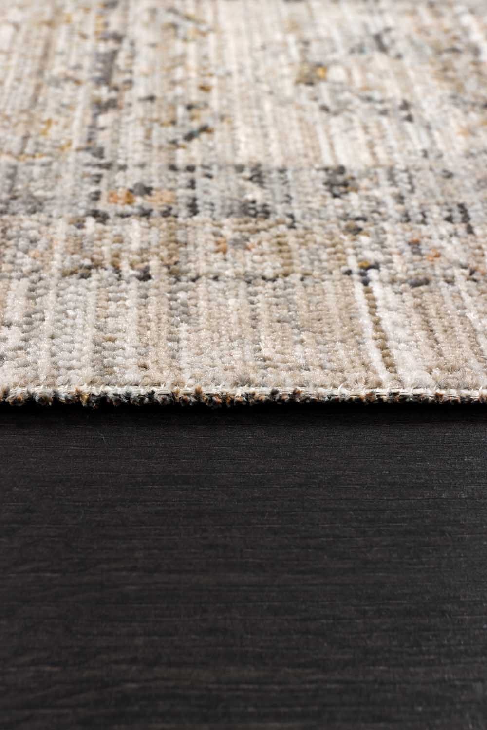 Vizon Gri Eskitme Çiçek Desenli Modern Halı - FMRT06