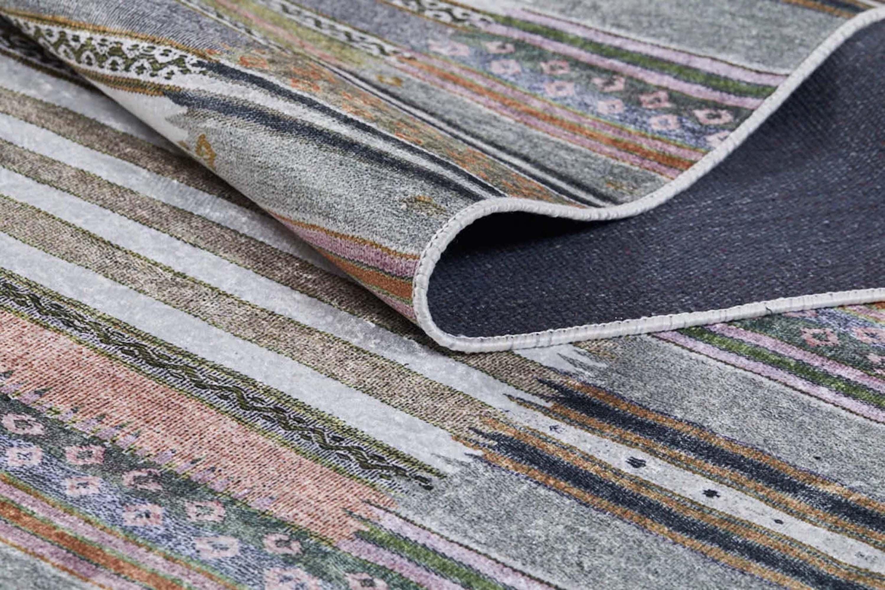 Renkli Çizgili Desenli Anadolu Kilim Halı
