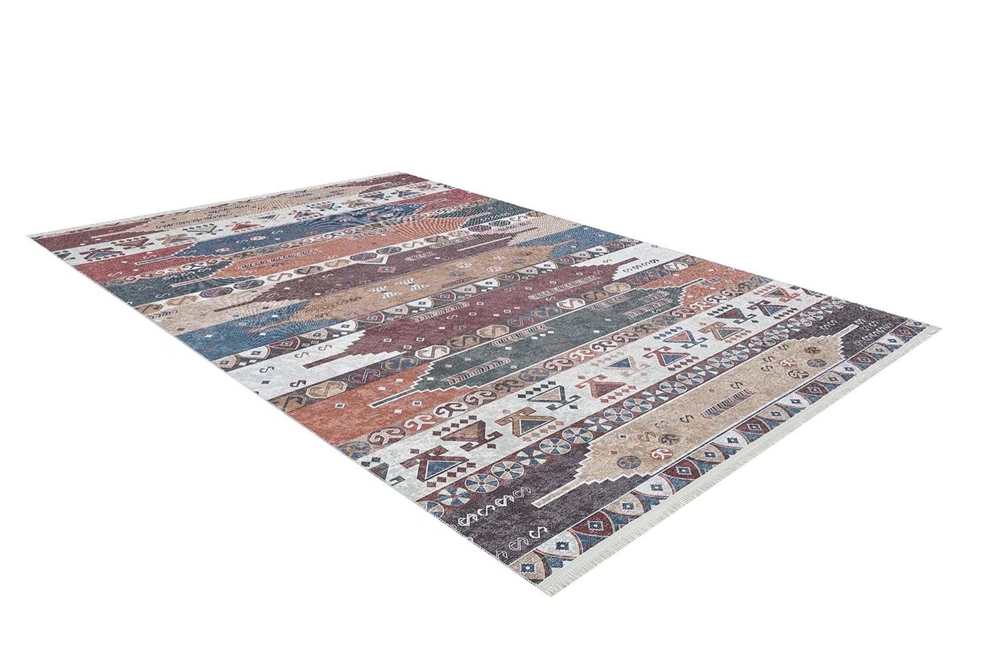 Renkli Geometrik Desenli Pastel Kilim Halı