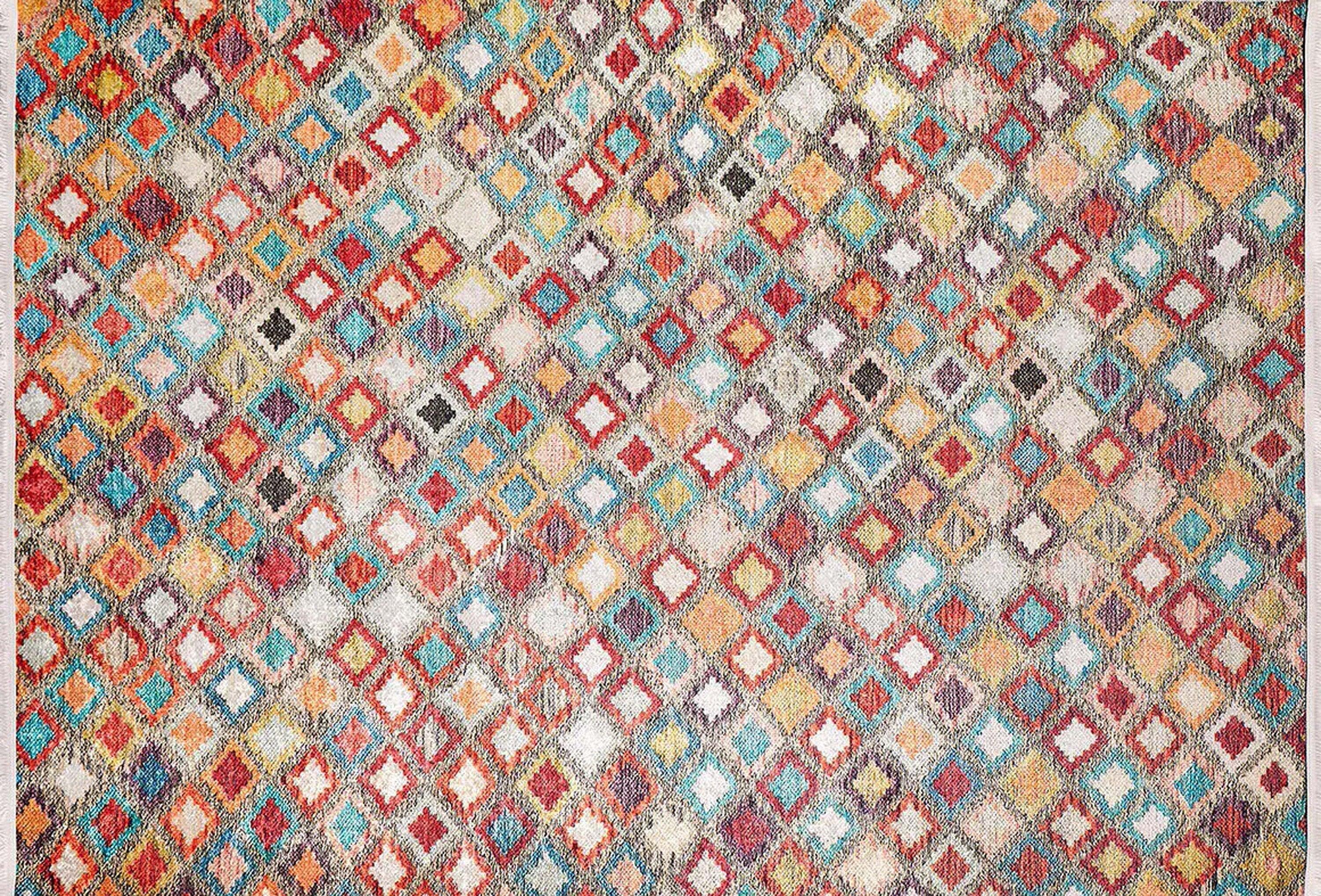 Renkli Kare Desenli Anadolu Kilim Halı