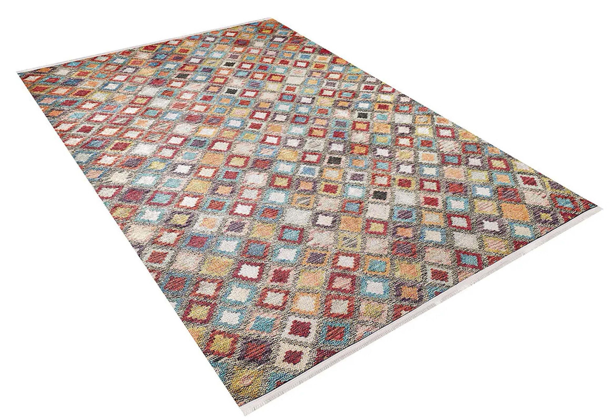 Renkli Kare Desenli Anadolu Kilim Halı