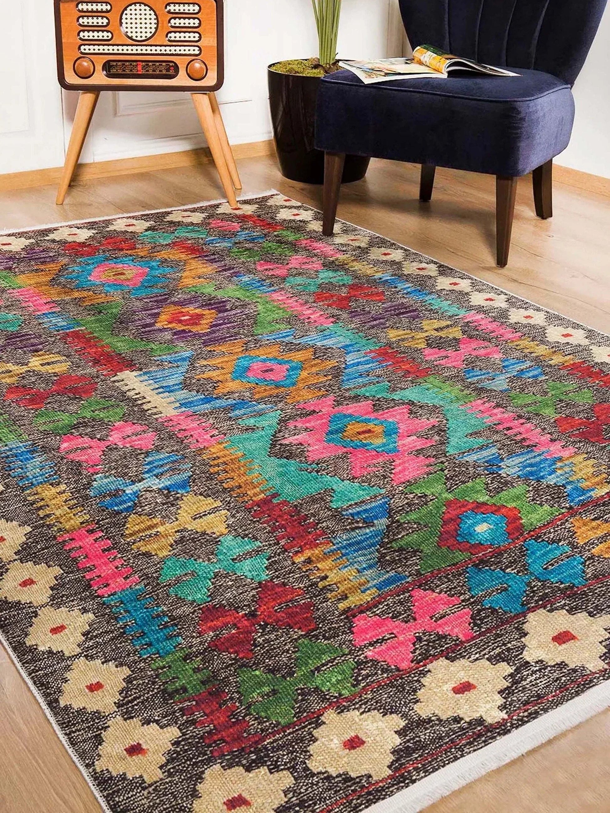 Renkli Vintage Kilim Halısı