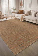 Kahve Sisal Renkli Çizgi Detaylı Halı - FM05M