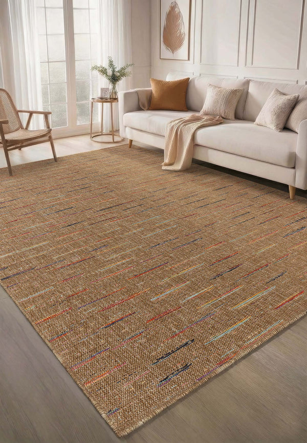 Kahve Sisal Renkli Çizgi Detaylı Halı - FM05M