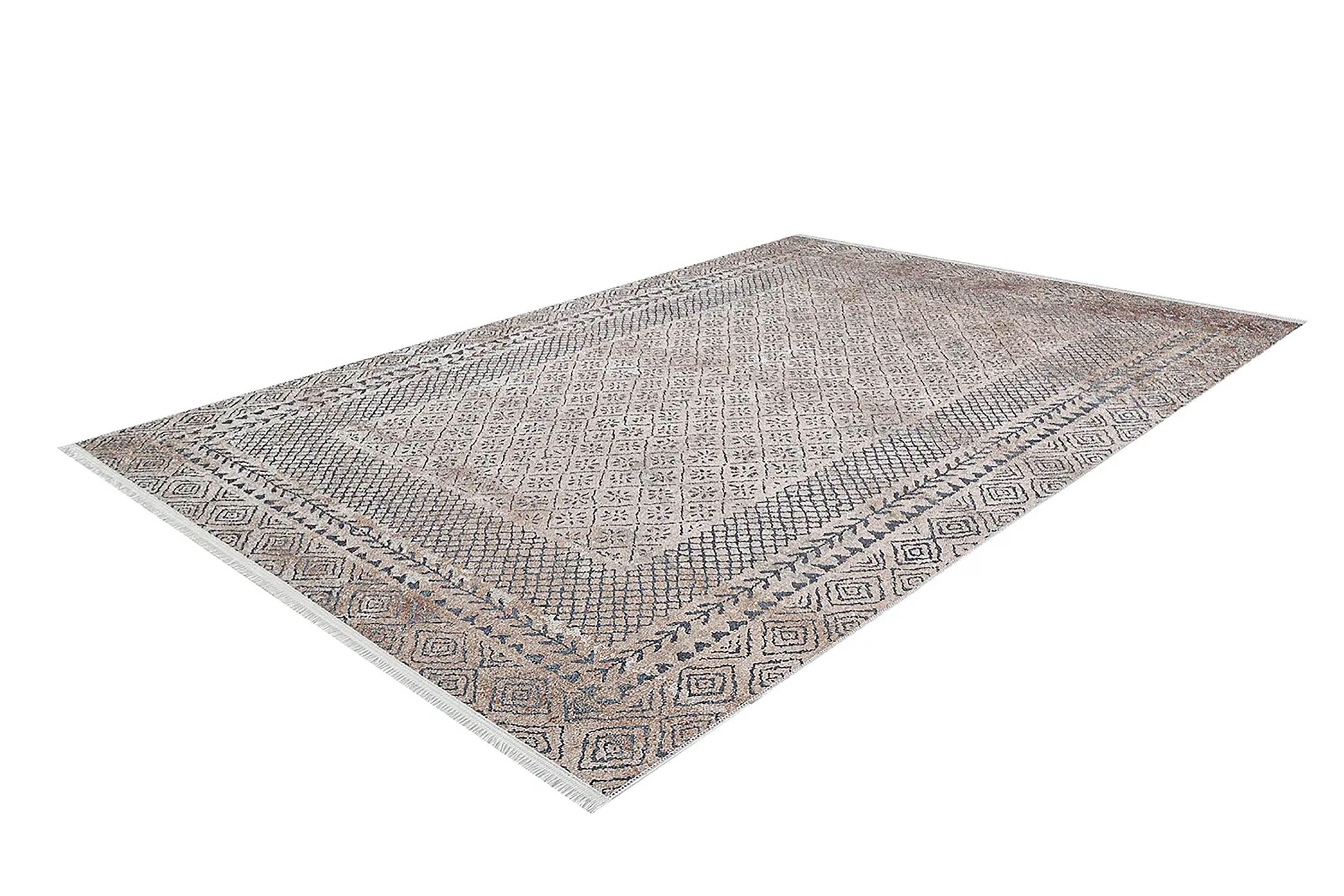 Sade Bej Geometrik Modern Halı