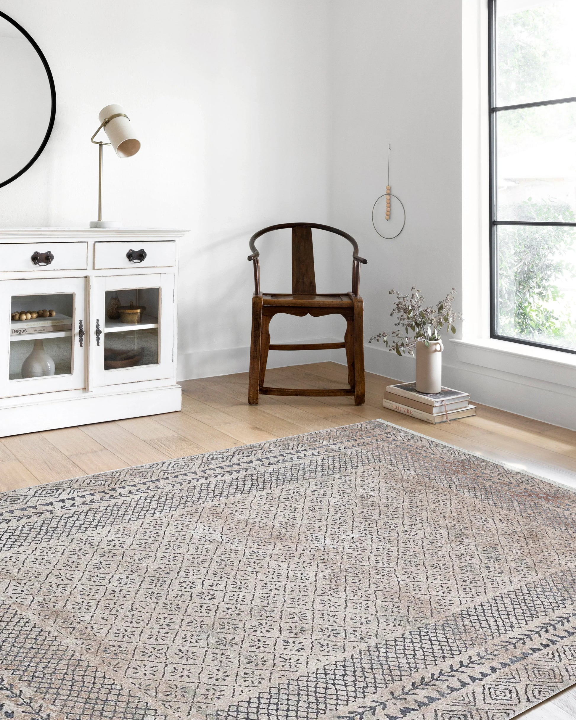 Sade Bej Geometrik Modern Halı