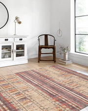 Sarı Bej Renkli Çizgili Anadolu Kilim Halı