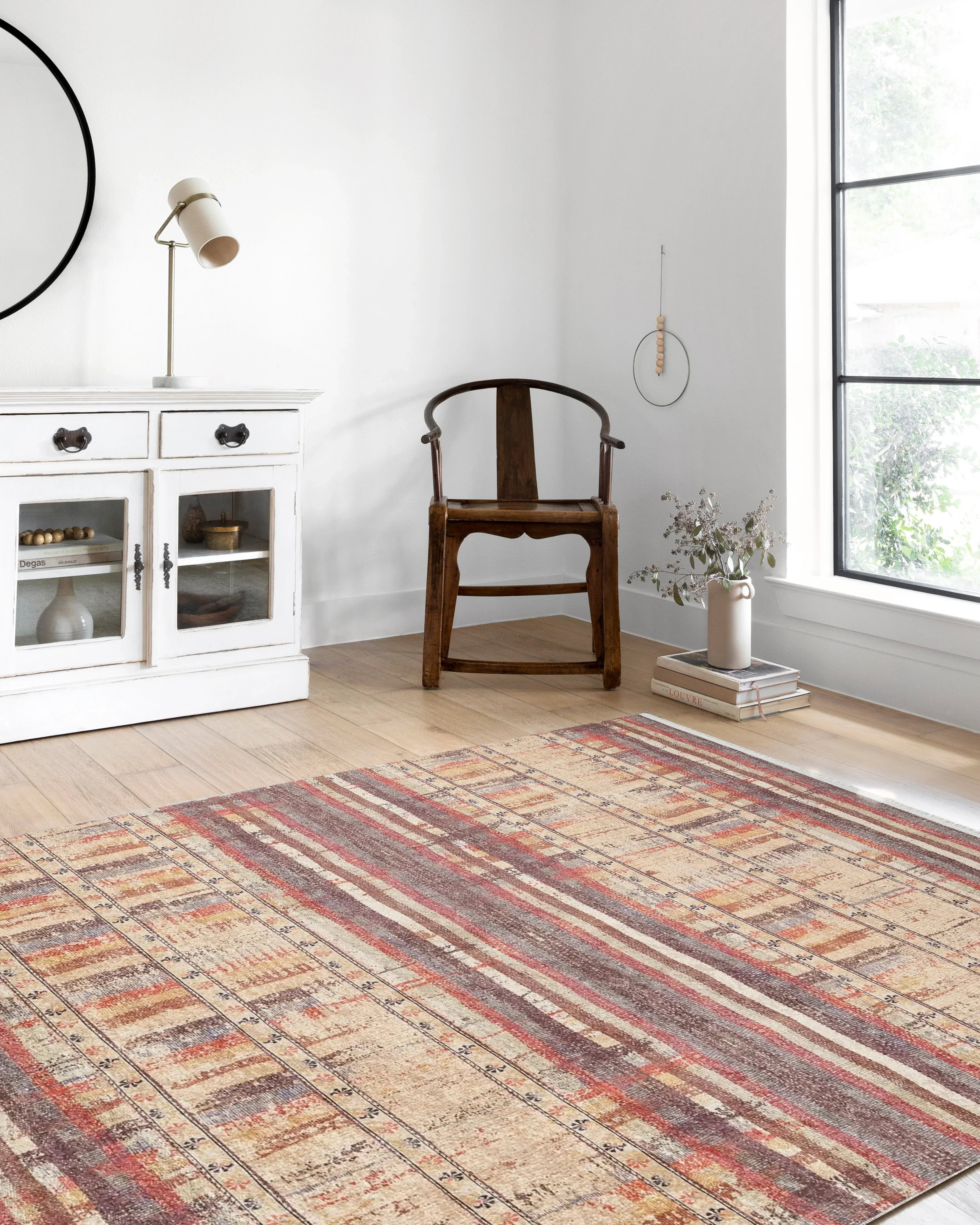 Sarı Bej Renkli Çizgili Anadolu Kilim Halı
