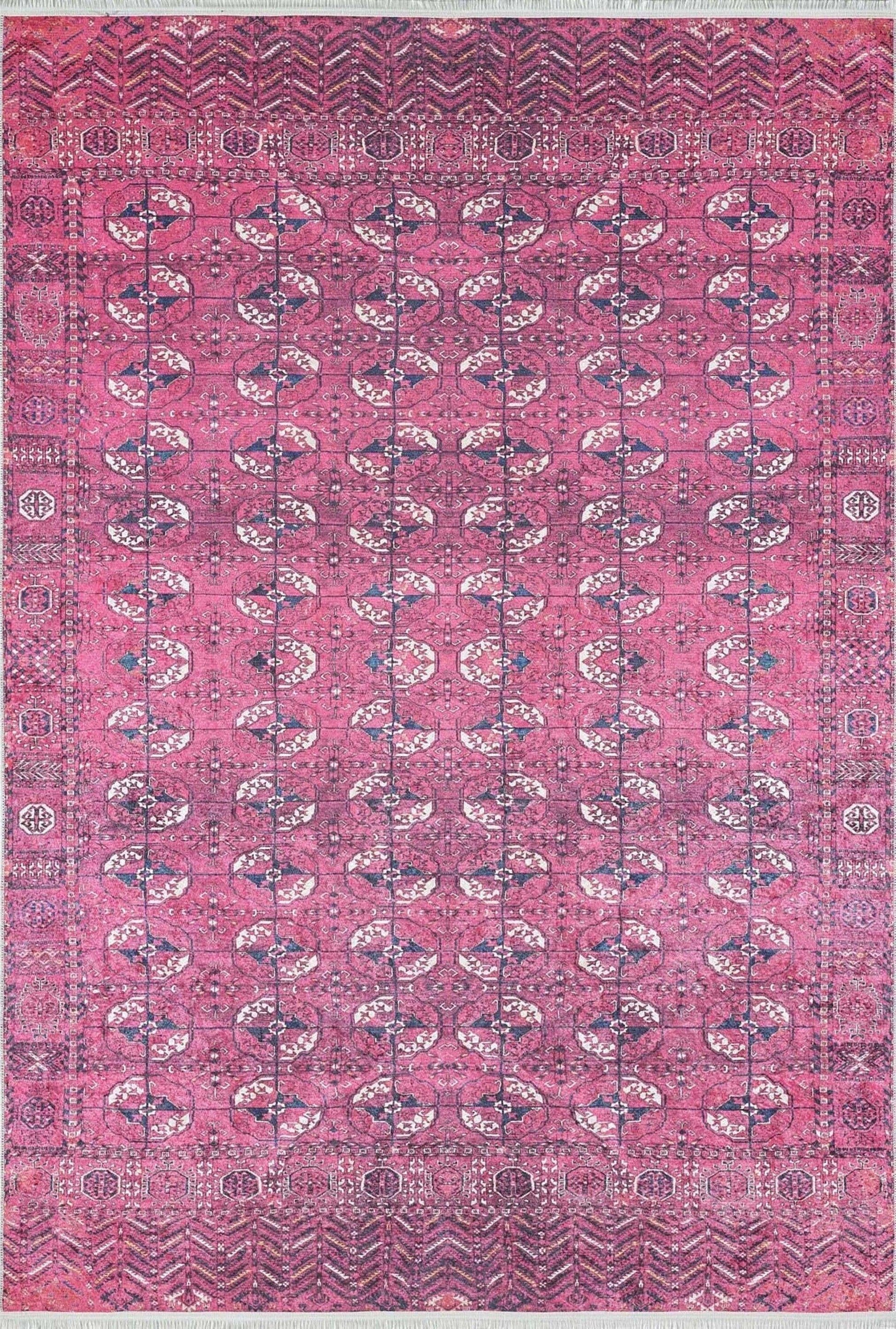 Sıcak Pembe Geometrik Desenli Halı
