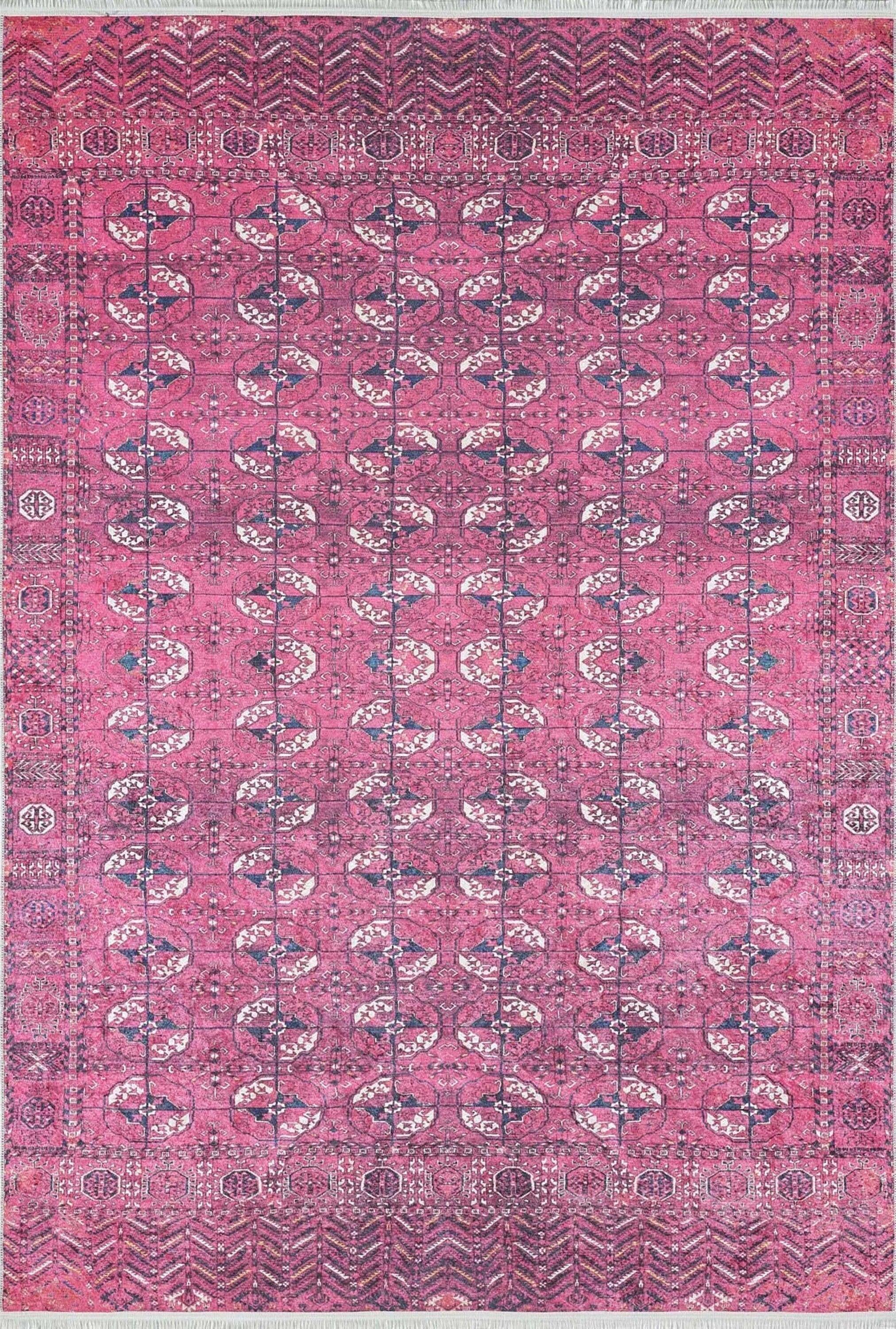 Sıcak Pembe Geometrik Desenli Halı