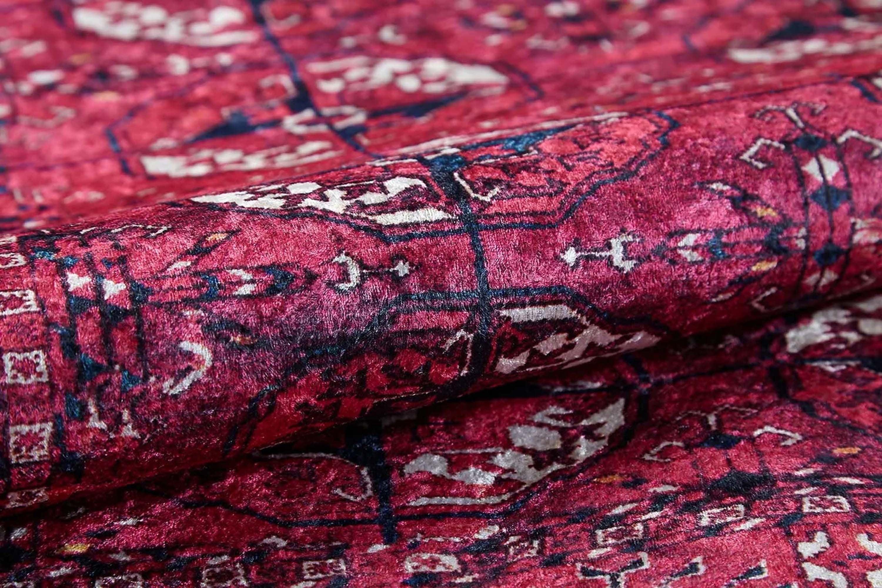 Sıcak Pembe Geometrik Desenli Halı