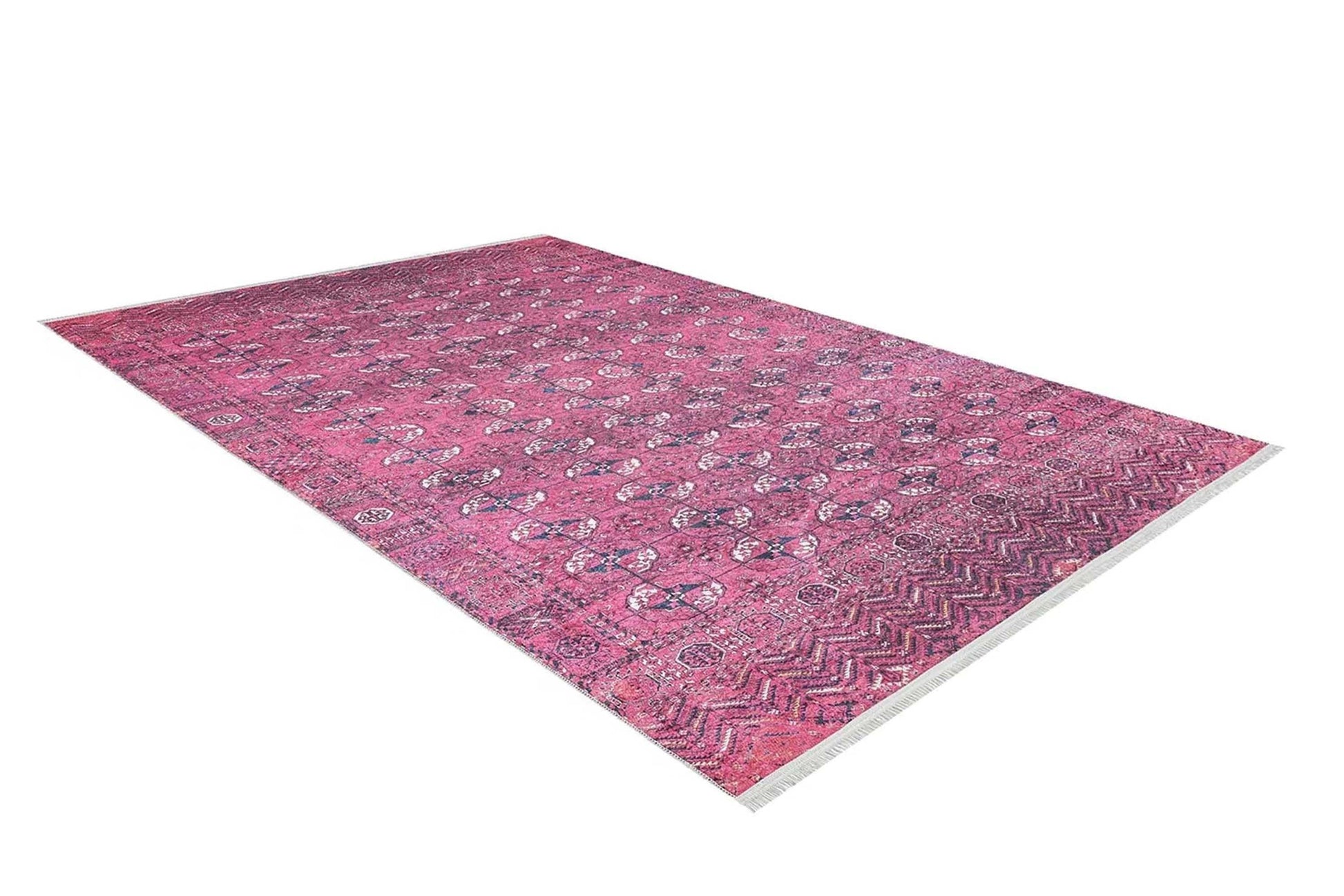 Sıcak Pembe Geometrik Desenli Halı