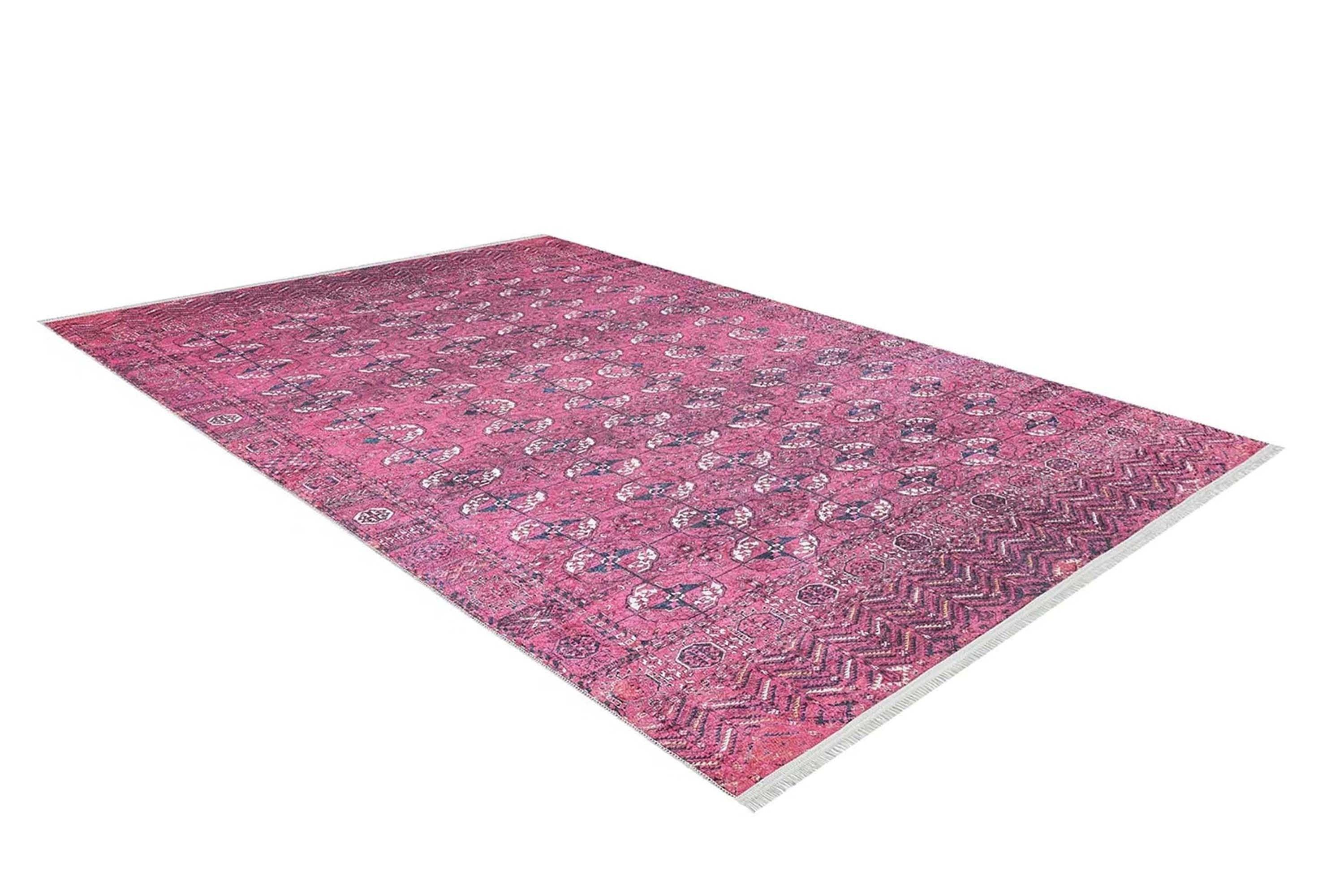 Sıcak Pembe Geometrik Desenli Halı