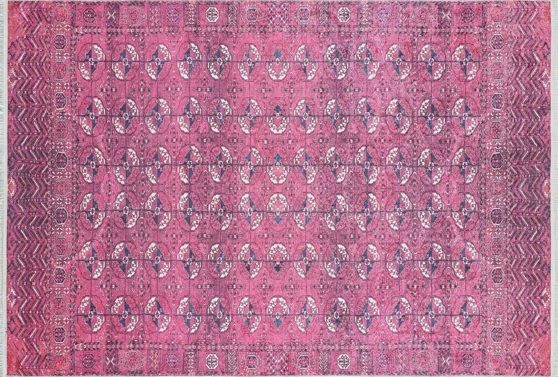 Sıcak Pembe Geometrik Desenli Halı