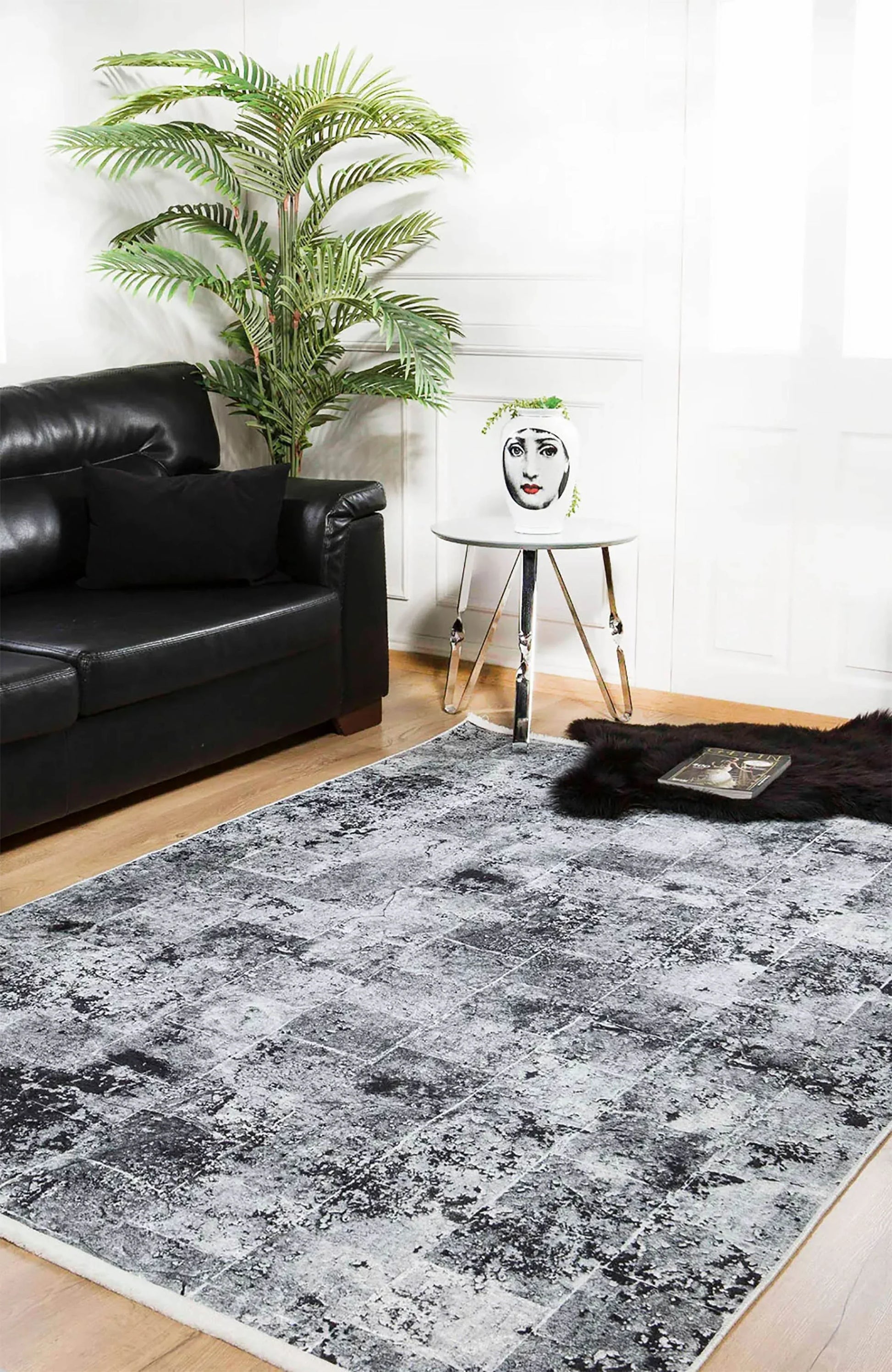 Siyah Beyaz Geçişli Modern Soyut Halı
