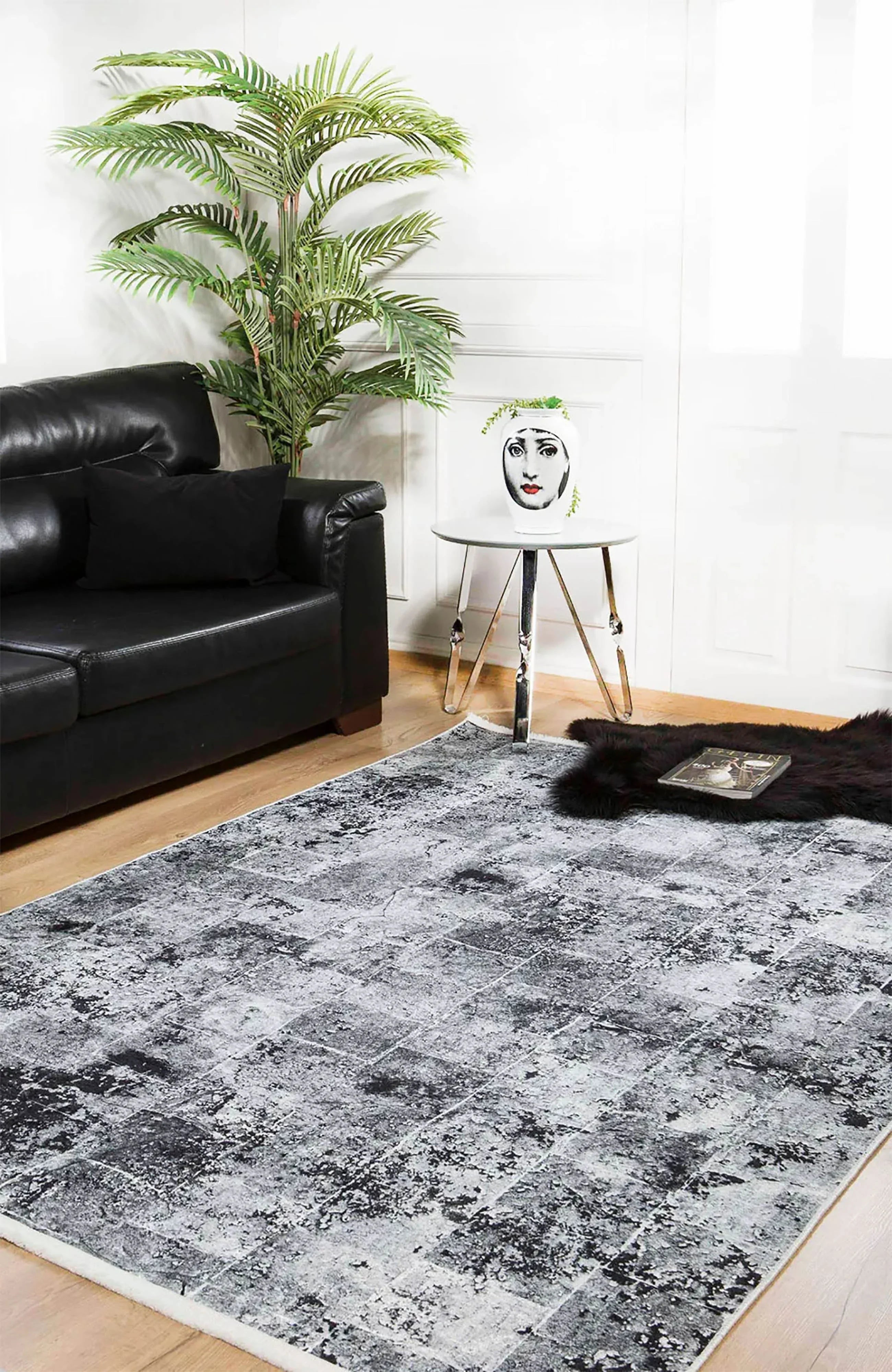Siyah Beyaz Geçişli Modern Soyut Halı
