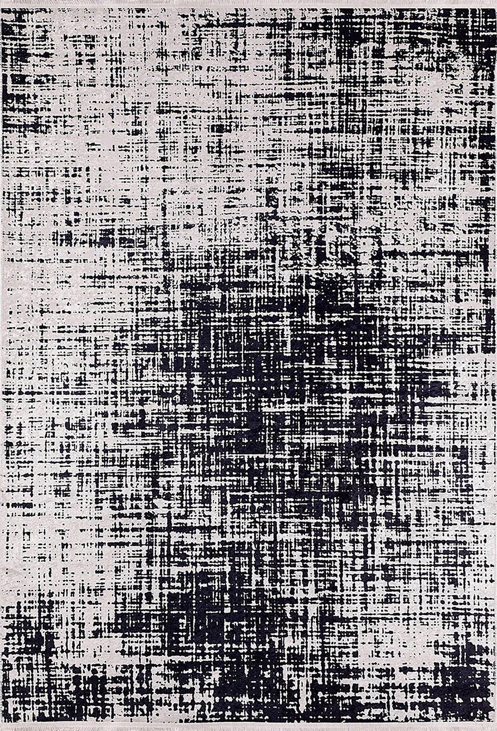 Siyah Beyaz Grafik Modern Soyut Halı