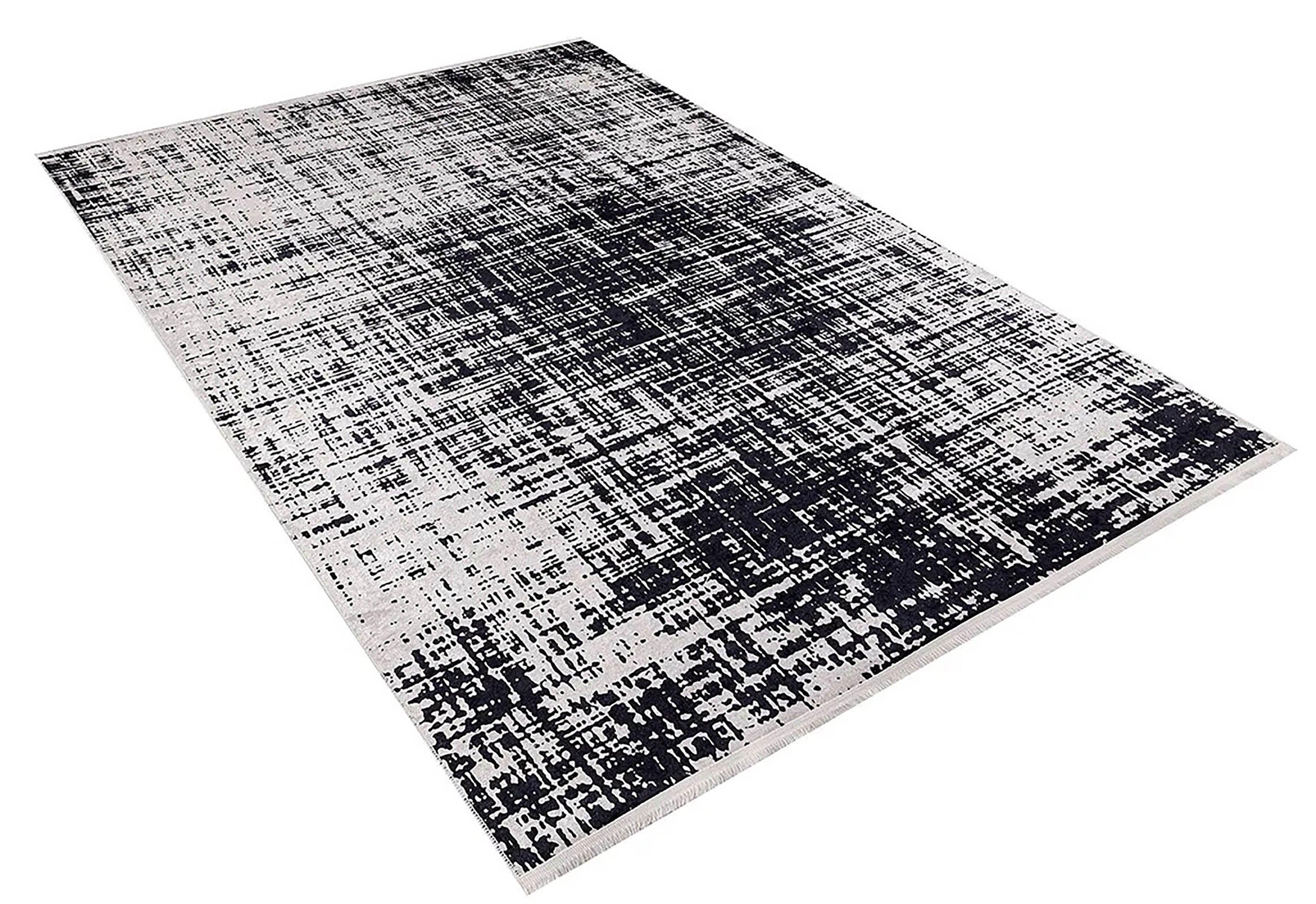 Siyah Beyaz Grafik Modern Soyut Halı
