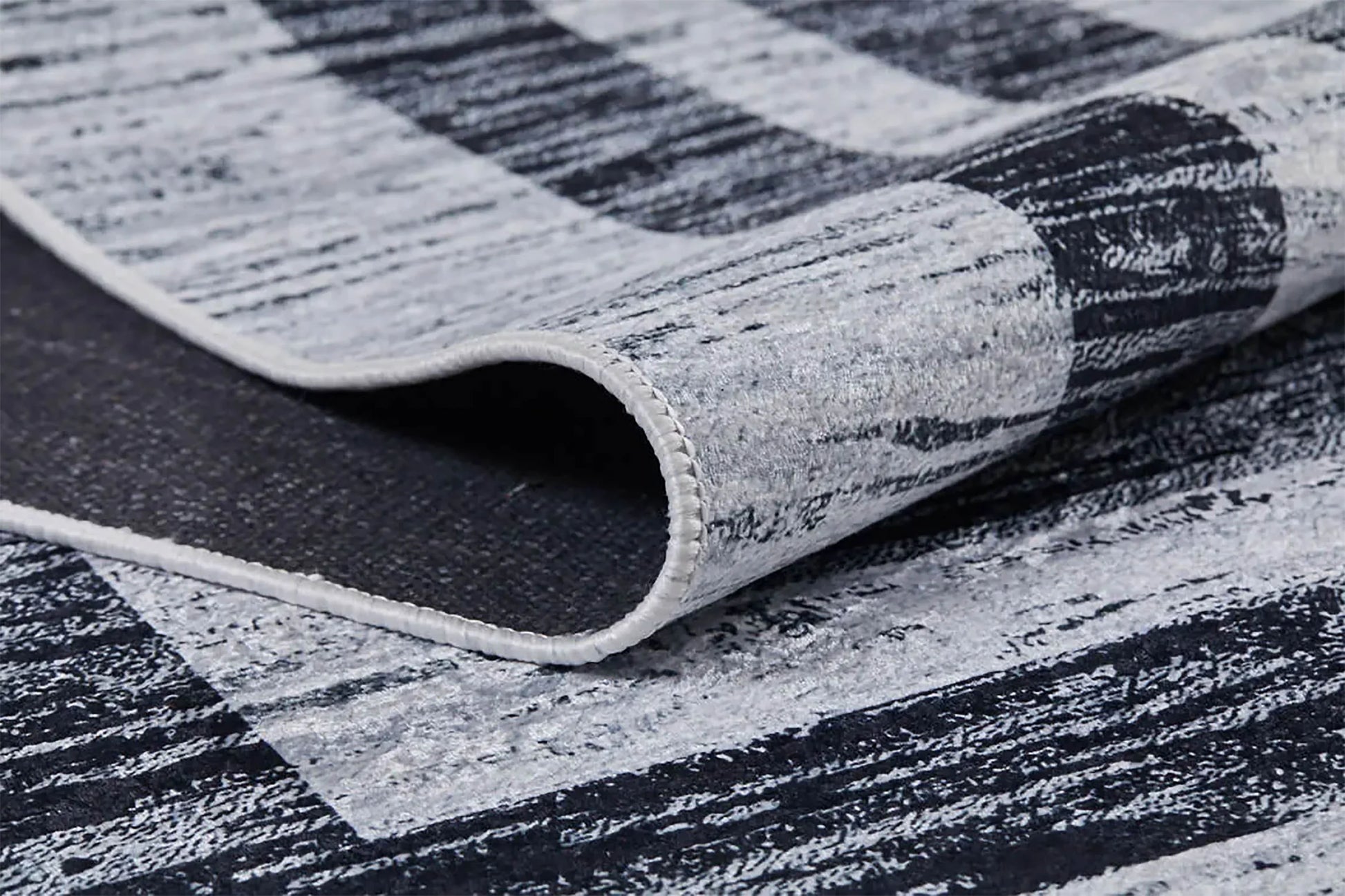 Siyah Beyaz Soyut Çizgili Minimalist Bordürlü Modern Halı
